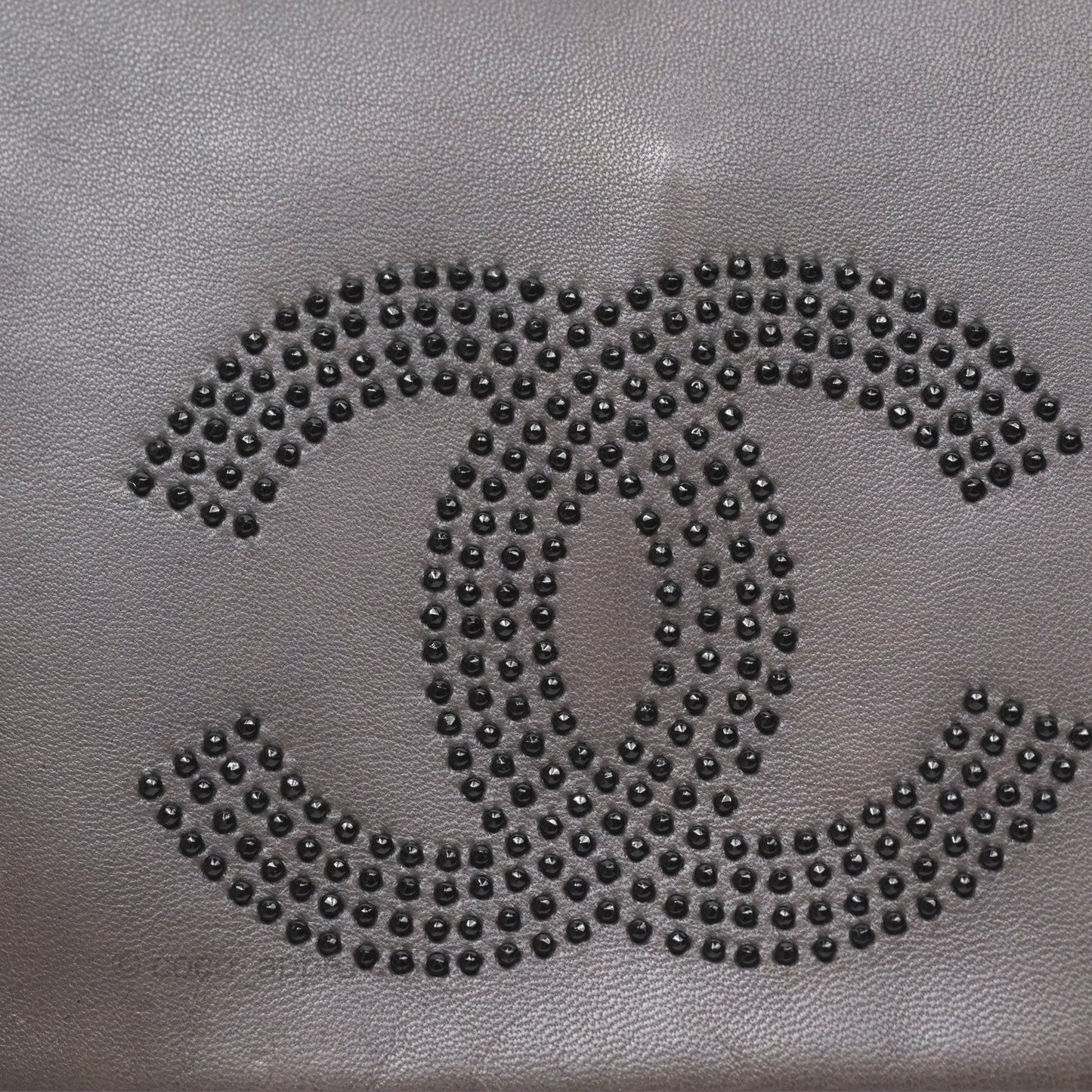 Chanel Studded CC East West Flap Shoulder Bag Lambskin Dark Grey