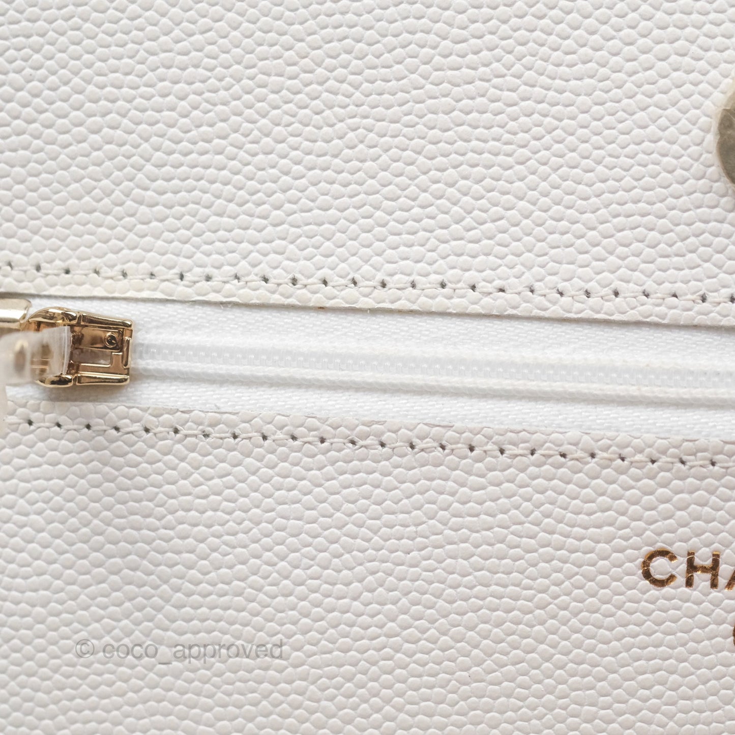 Chanel Quilted Classic Wallet on Chain WOC White Caviar Gold Hardware