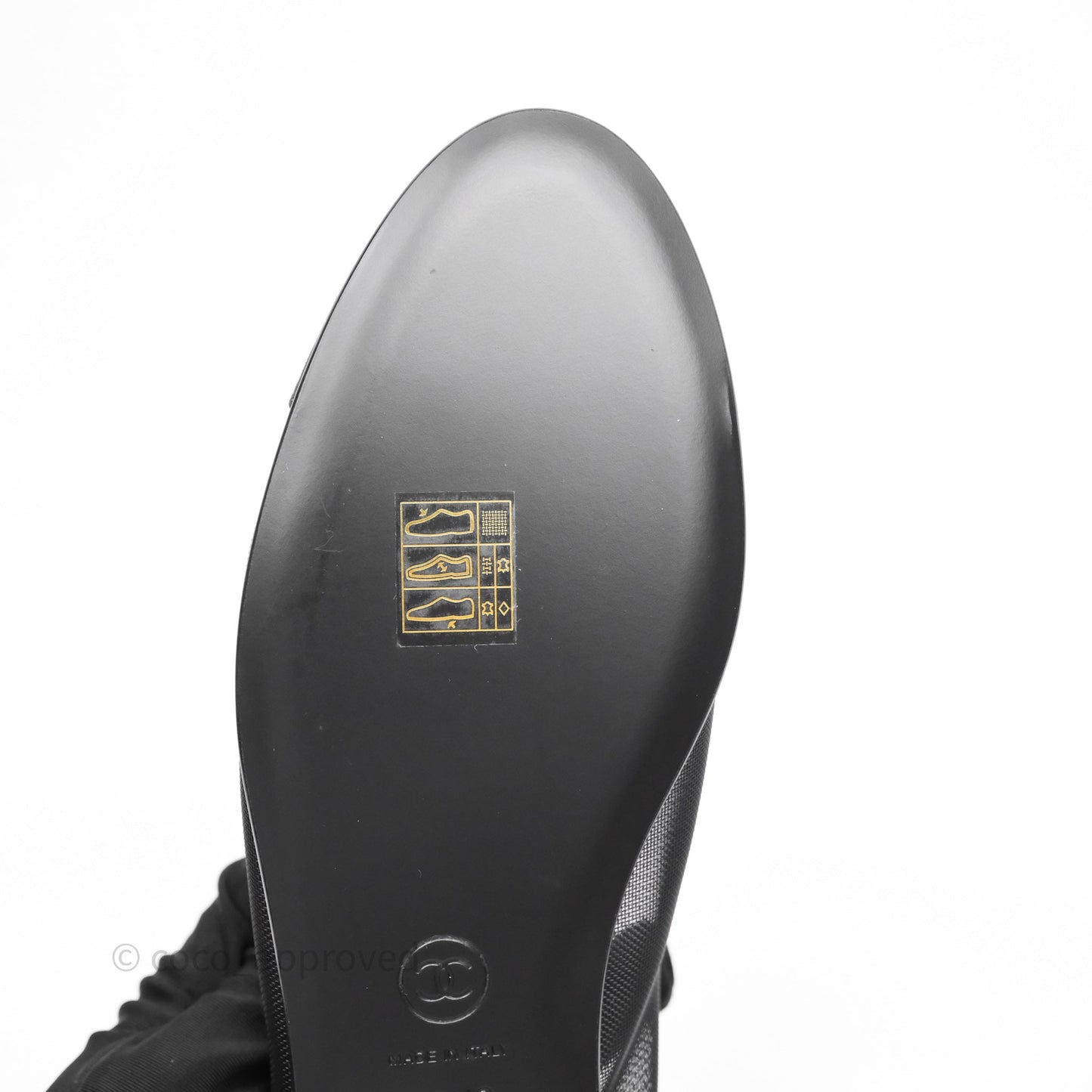 Chanel Ballet Flats Black Mesh Grosgrain 26P Size 38.5
