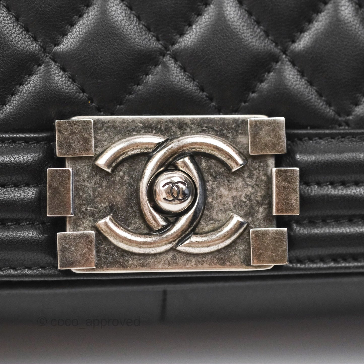 Chanel Quilted Medium Boy Black Lambskin Ruthenium Hardware