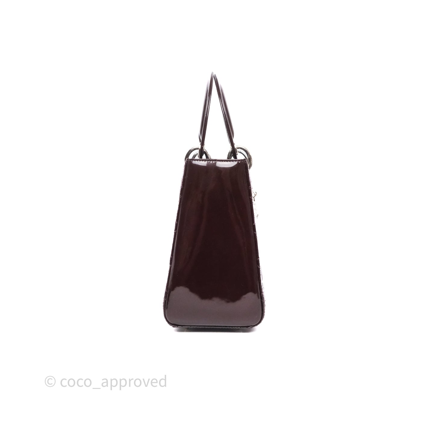 Christian Dior Medium Lady Dior Burgundy Patent Silver Hardware