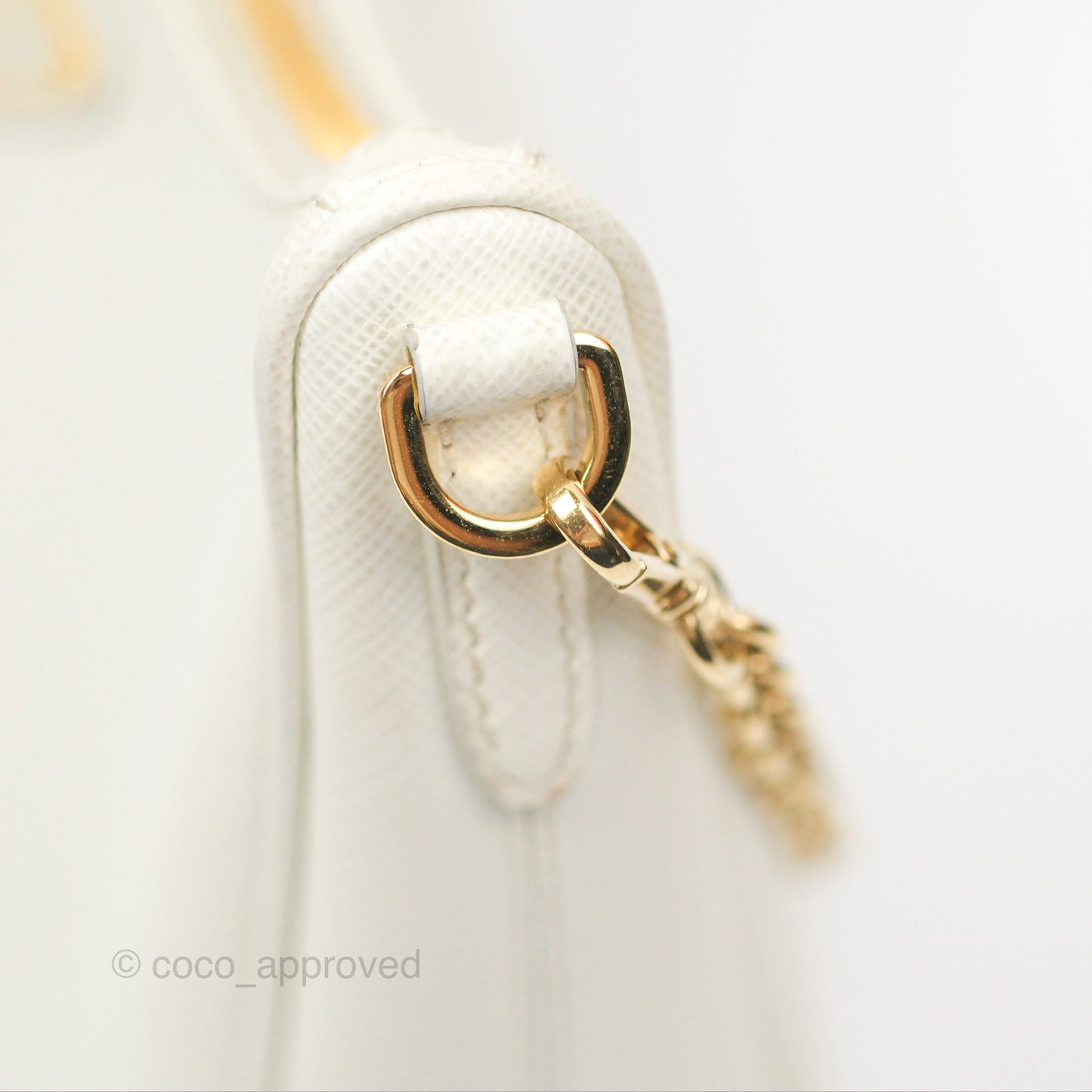 Prada Re-Edition 2005 Ivory White Saffiano Leather Bag Gold Hardware