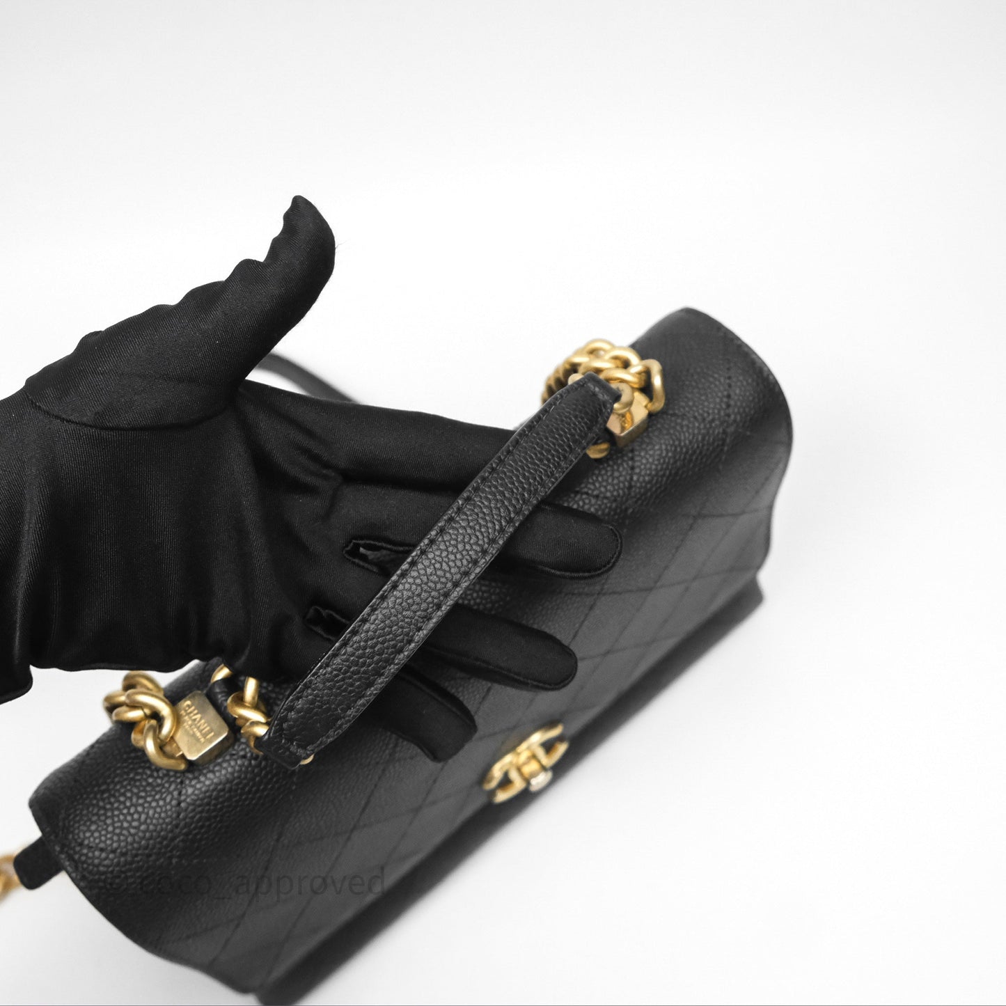 Chanel Small Chic Affinity Grained Calfskin Black Aged Gold Hardware