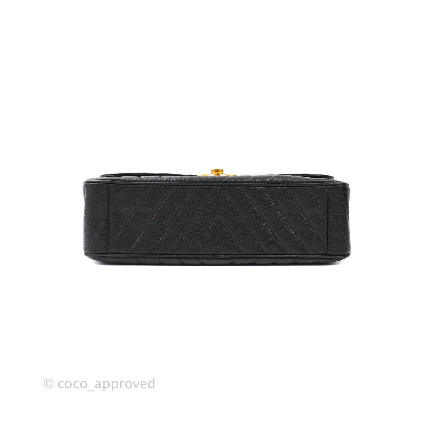 Chanel Vintage Chevron Maxi Classic Flap Black Caviar 24K Gold Hardware