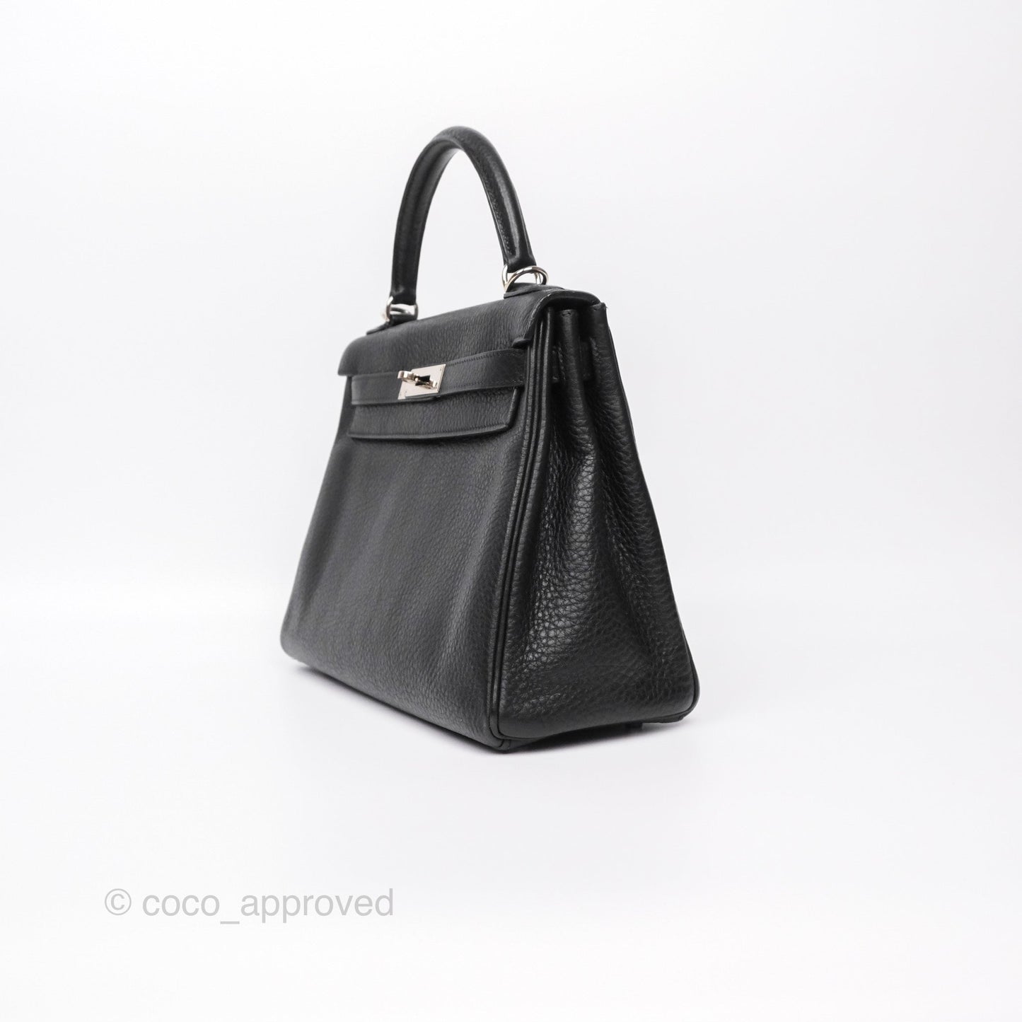 Hermès Kelly 28 Retourne Noir Black 89 Clemence Palladium Hardware