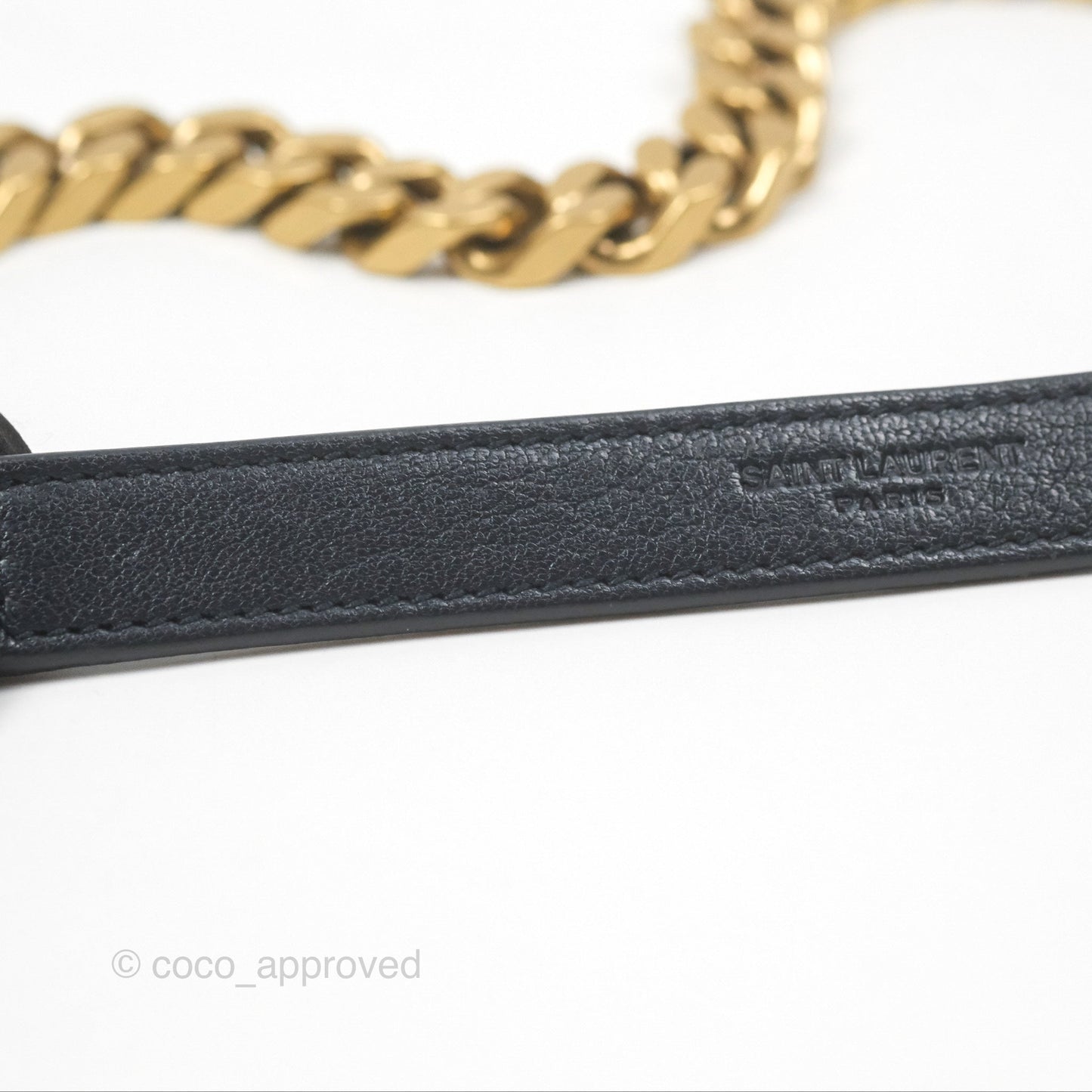 Saint Laurent Chevron Medium College Navy Chain Bag Gold Hardware