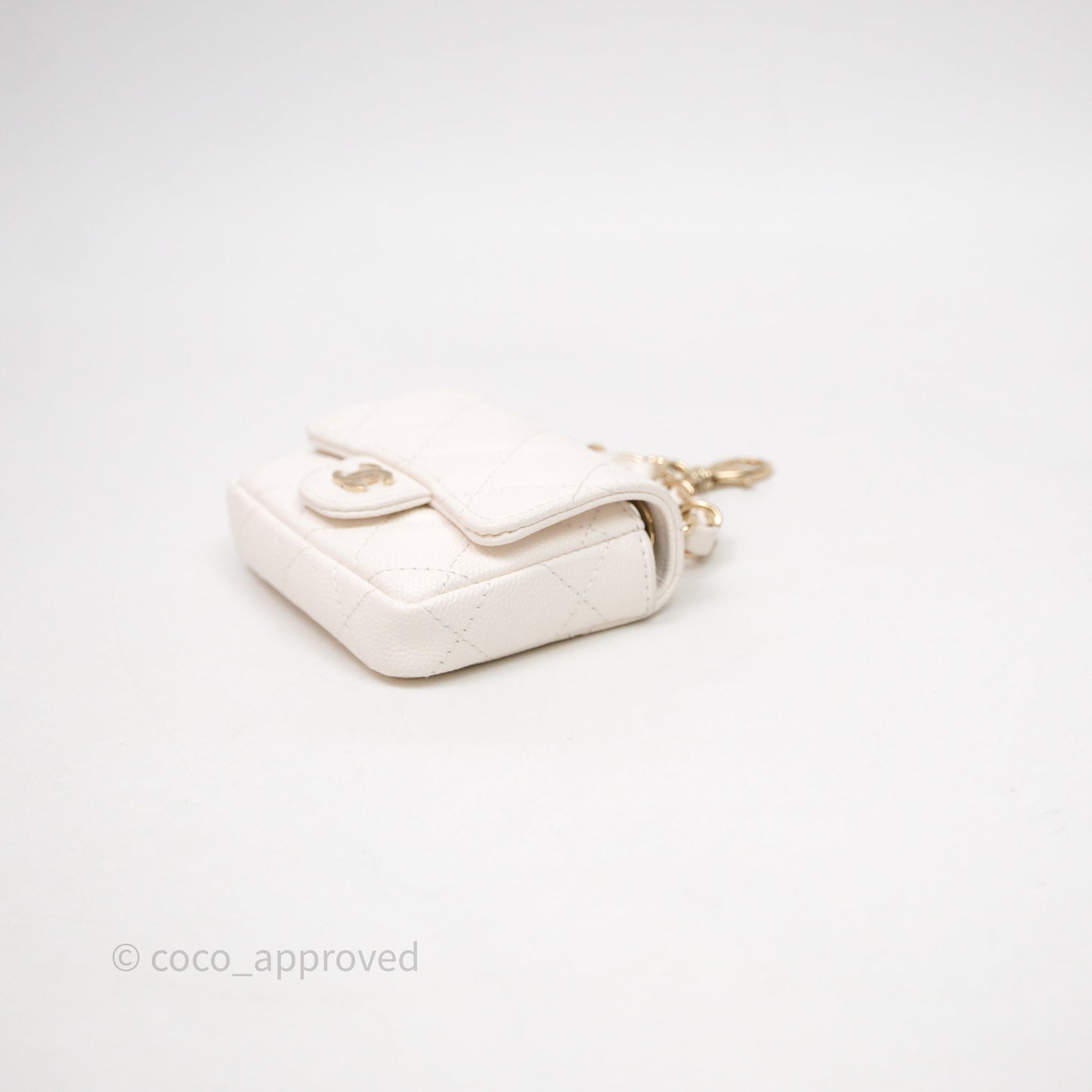Chanel Mini Flap Belt Bag Caviar White Gold Hardware