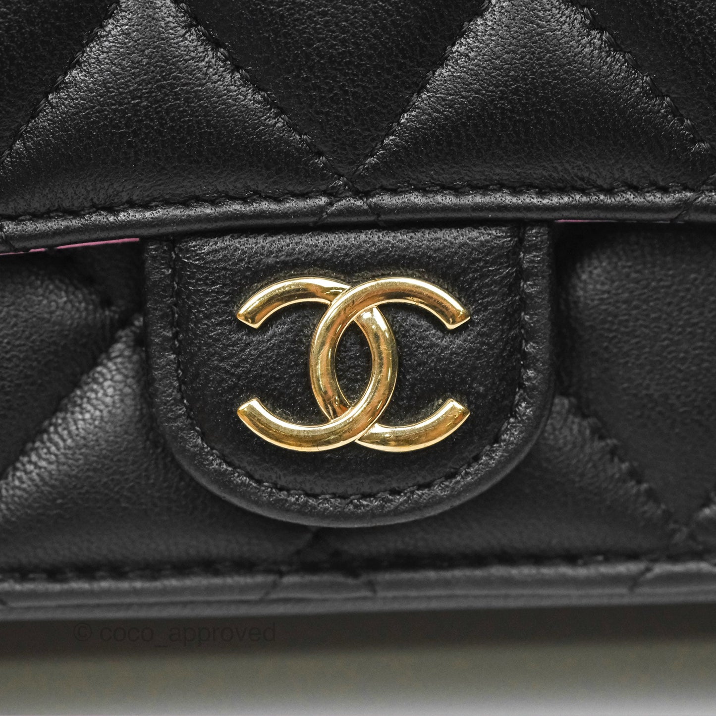 Chanel Top Handle Mini WOC Phone Holder Black/Pink Lambskin Gold Hardware 23P