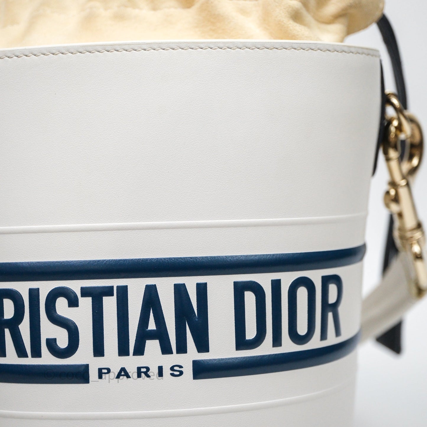 Dior Small Vibe Bucket Bag White Navy Smooth Calfskin