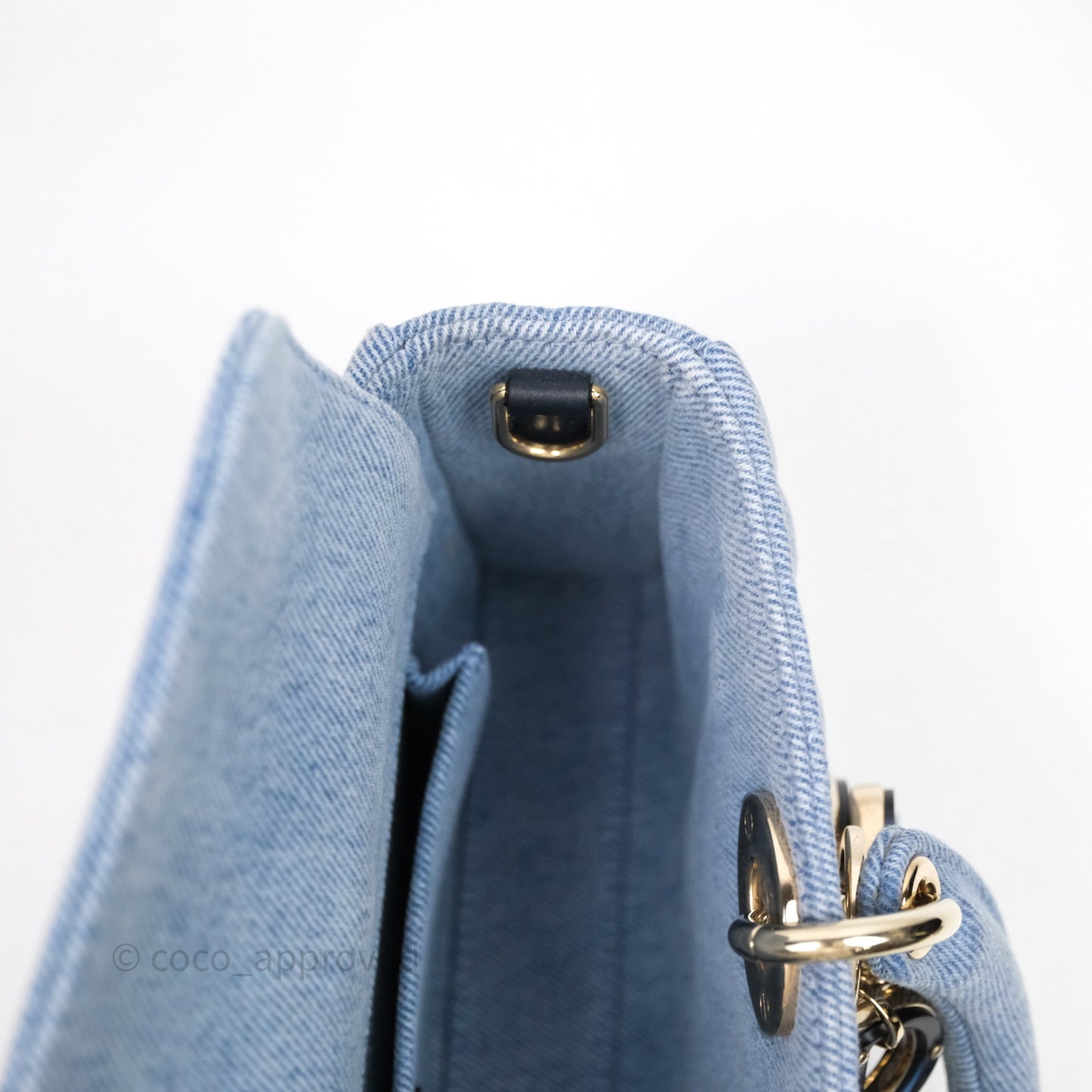 Christian Dior Medium Lady D-Joy Bag Denim Cannage Gold Hardware