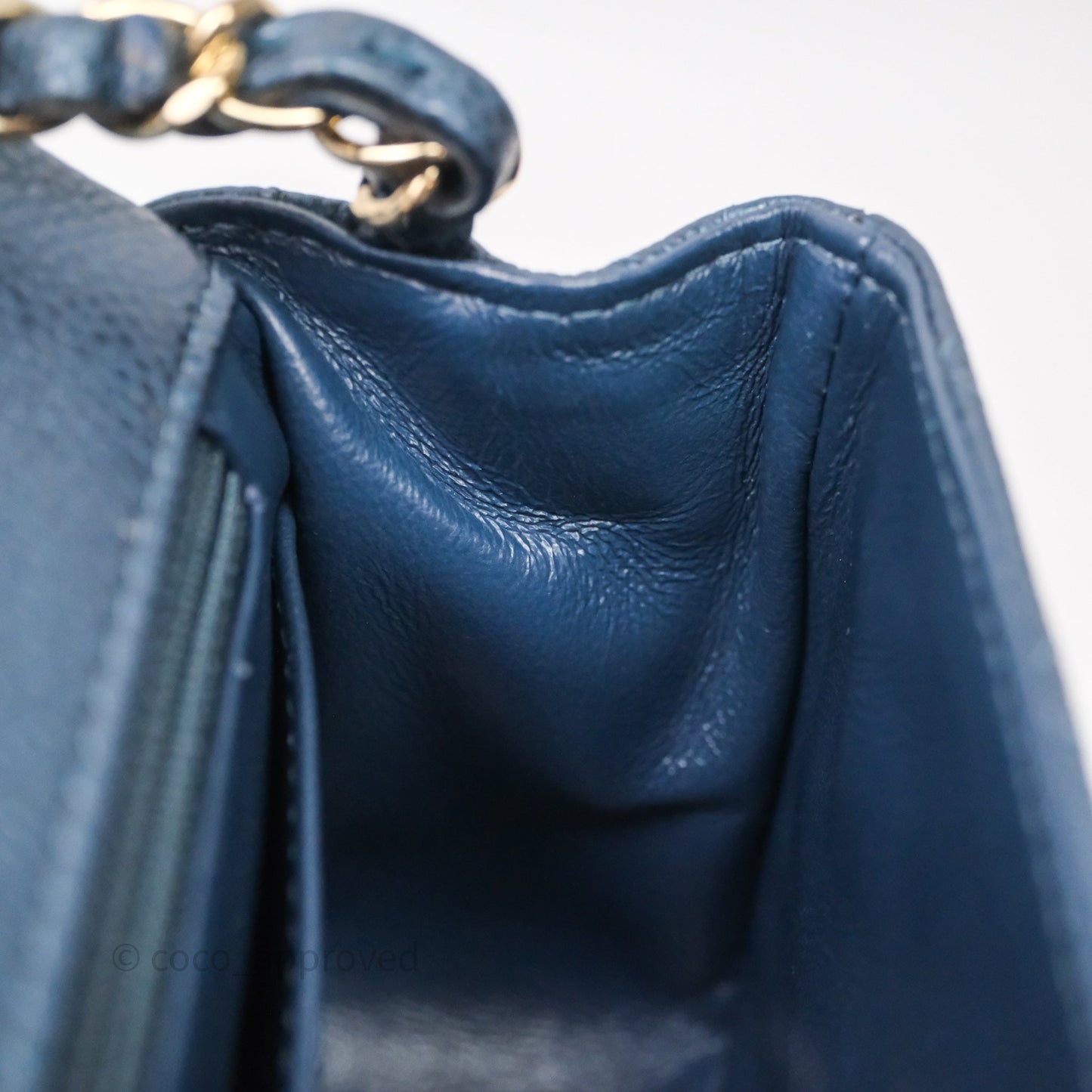 Chanel Quilted Mini Square Iridescent Navy Caviar Gold Hardware