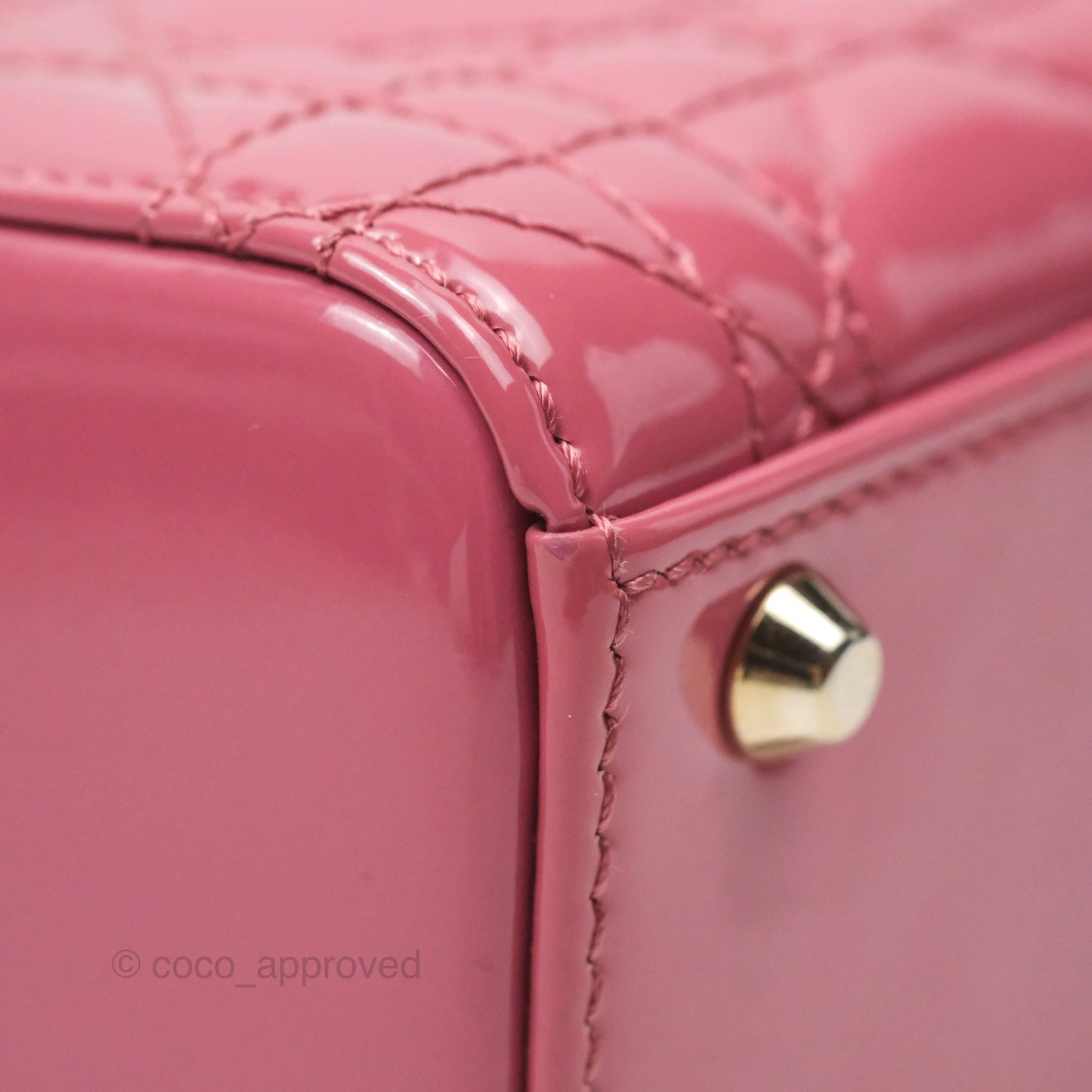 Christian Dior Mini Lady Dior Dusty Pink Patent Gold Hardware
