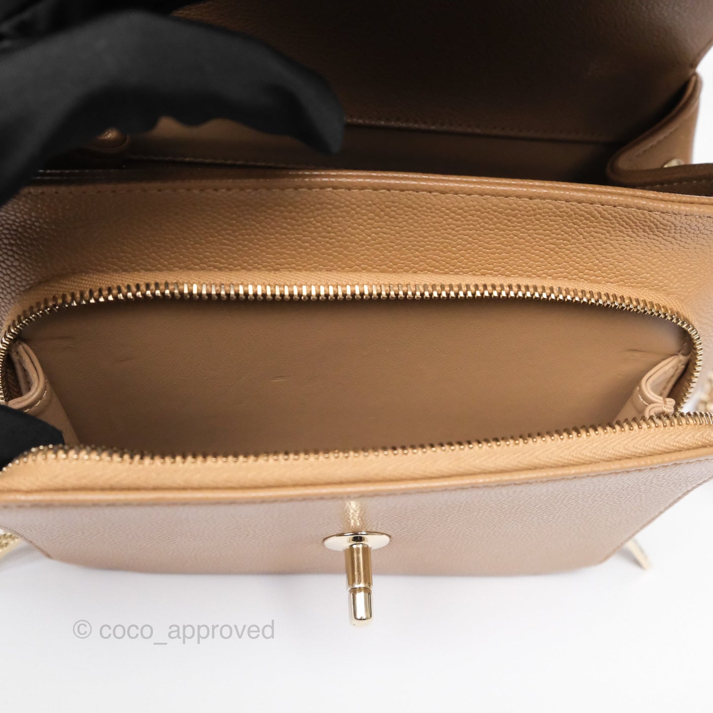 Chanel Quilted Medium Business Affinity Flap Dark Beige Caviar Gold Hardware