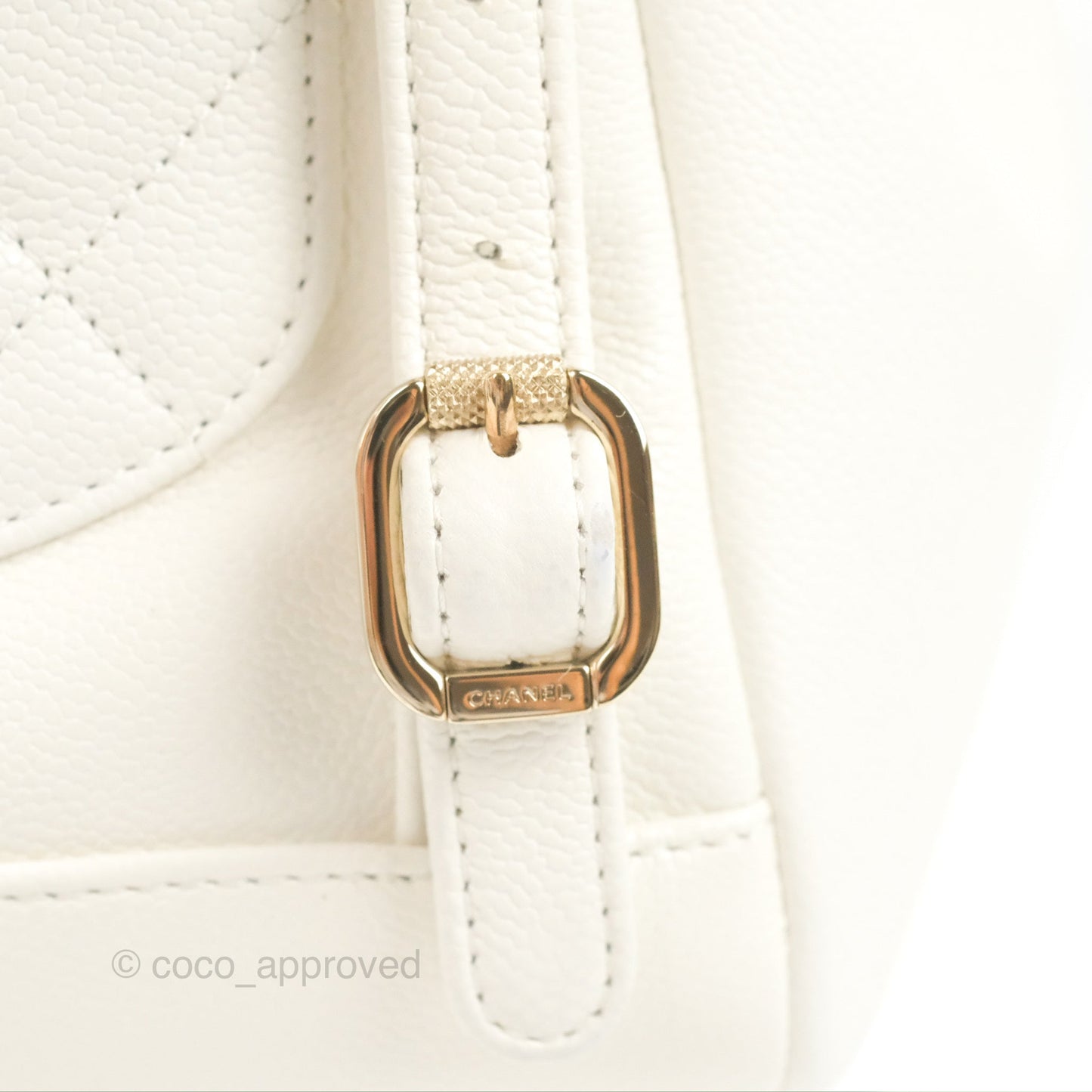 Chanel Mini Business Affinity Backpack White Caviar Gold Hardware 22B