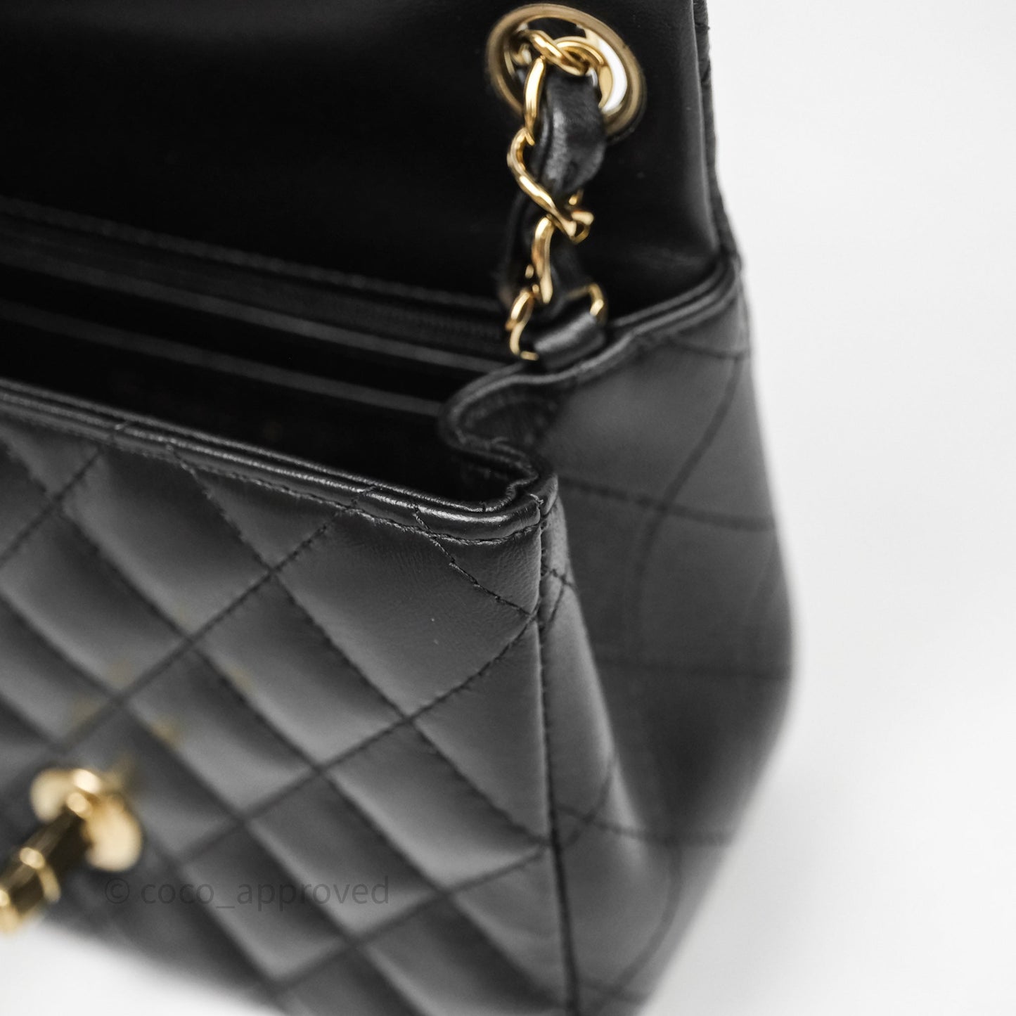 Chanel Mini Square Quilted Black Lambskin Gold Hardware