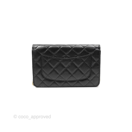 Chanel Quilted Classic Wallet On Chain WOC Black Caviar Gold Hardware