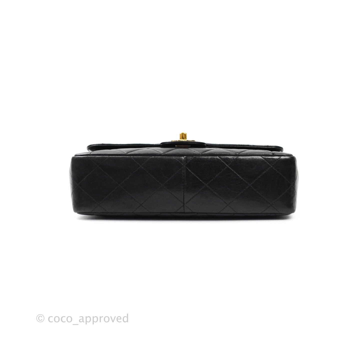 Chanel Vintage Quilted Medium Flap Bag Black Lambskin 24K Gold Hardware