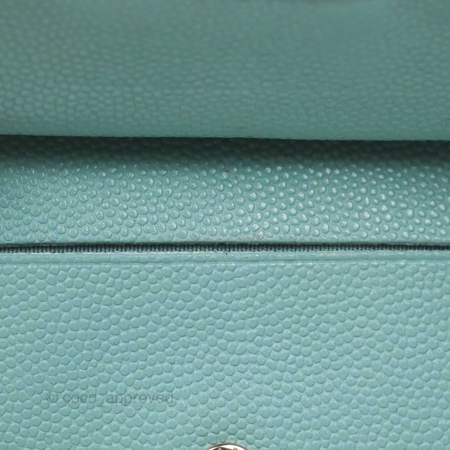 Chanel Quilted Zip Flap Card Holder Tiffany Blue Caviar Gold Hardware