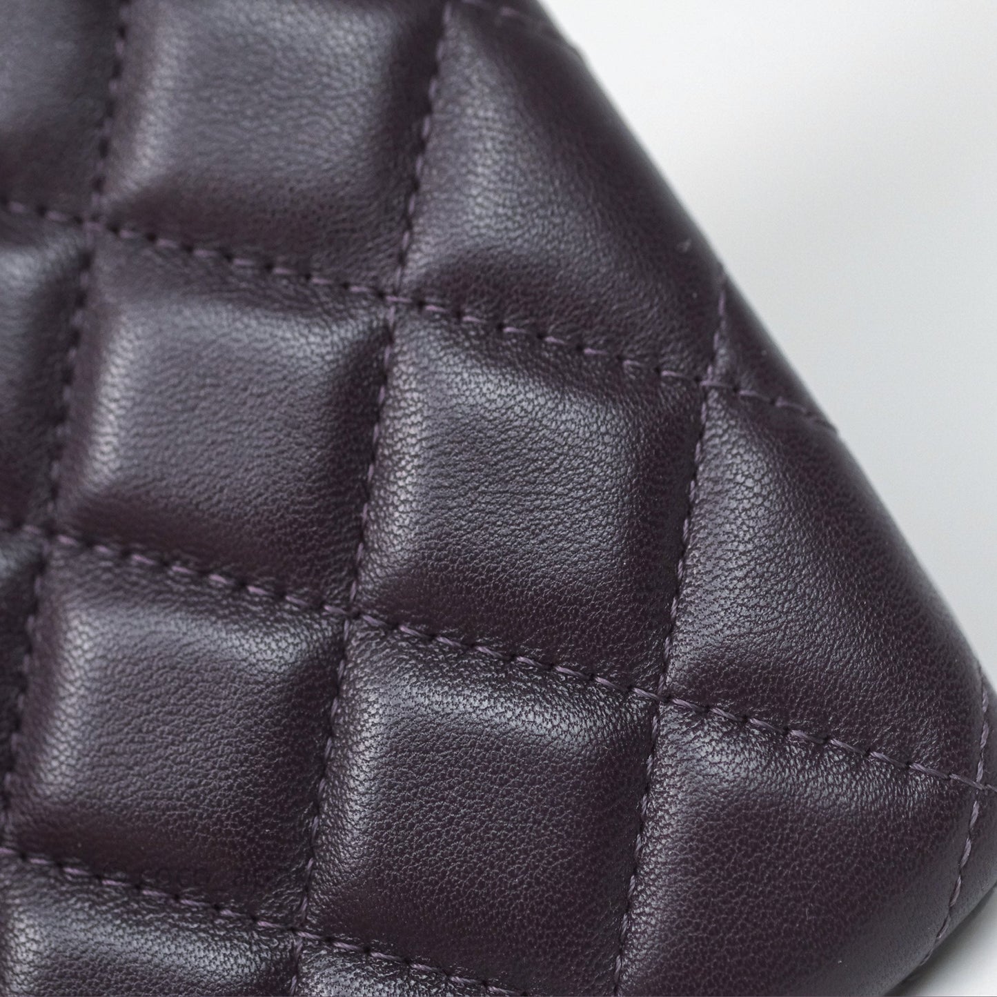 Chanel Quilted Small O Case Dark Purple Lambskin Silver Hardware