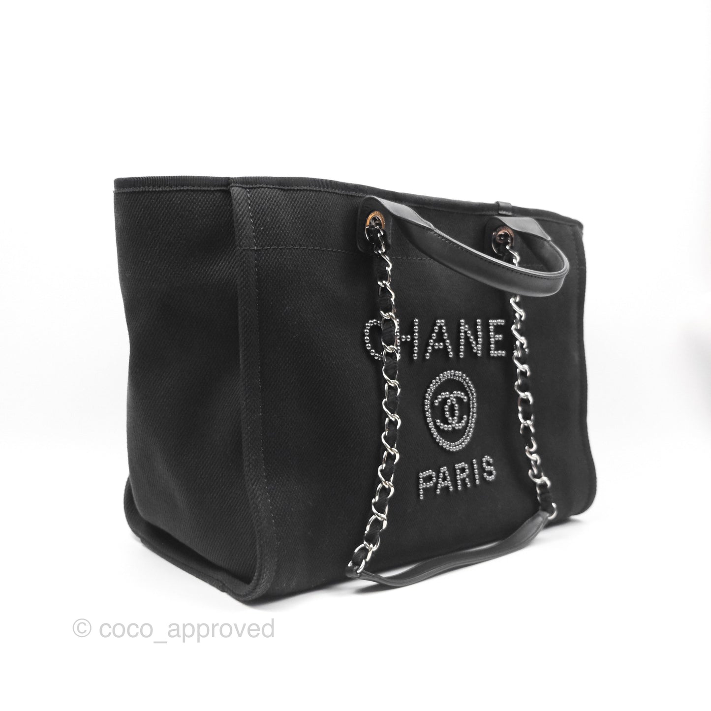 Chanel Medium Deauville Black Canvas Imitation Pearl