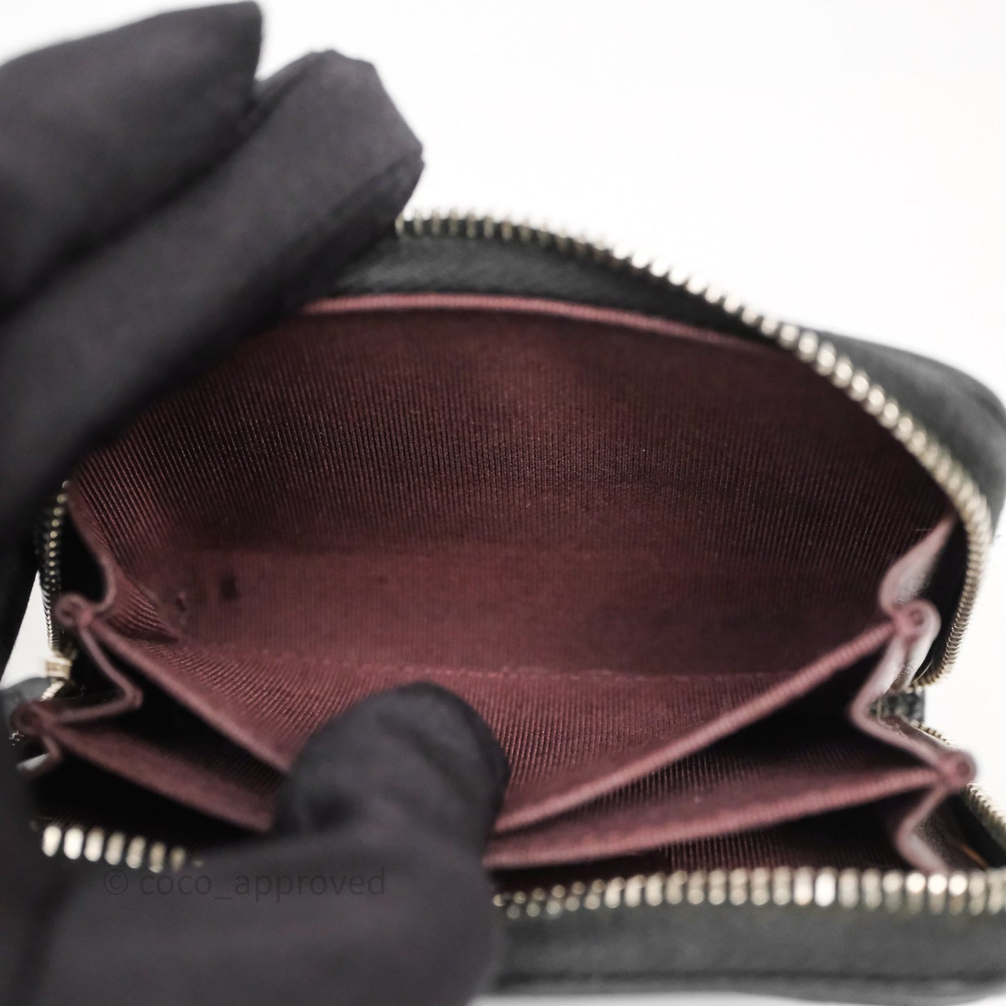 Chanel Classic Zipped Coin Purse Black Caviar Silver Hardware