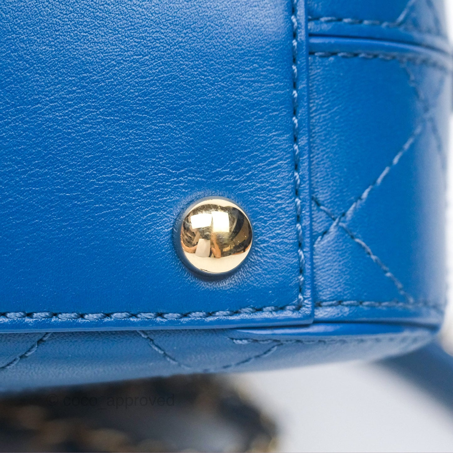 Chanel Stitched Camera Case Bag Blue Calfskin Gold Hardware