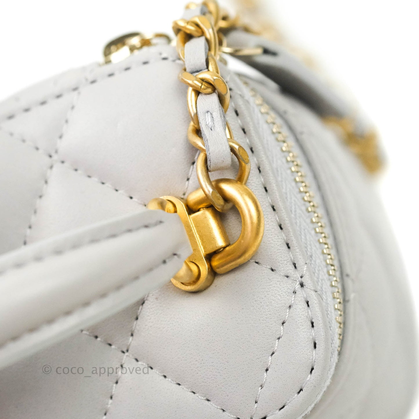 Chanel Small Vanity With Chain Grey Lambskin Aged Gold Hardware
