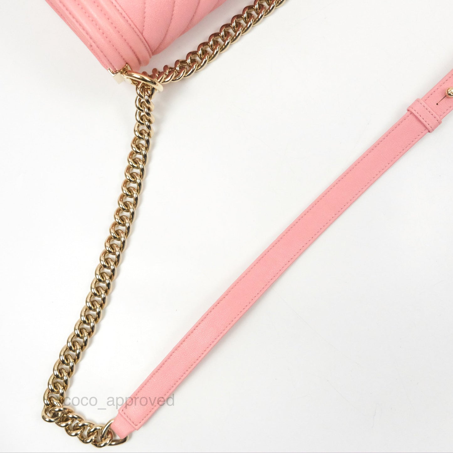 Chanel Boy Chevron Medium Pink Caviar Gold Hardware