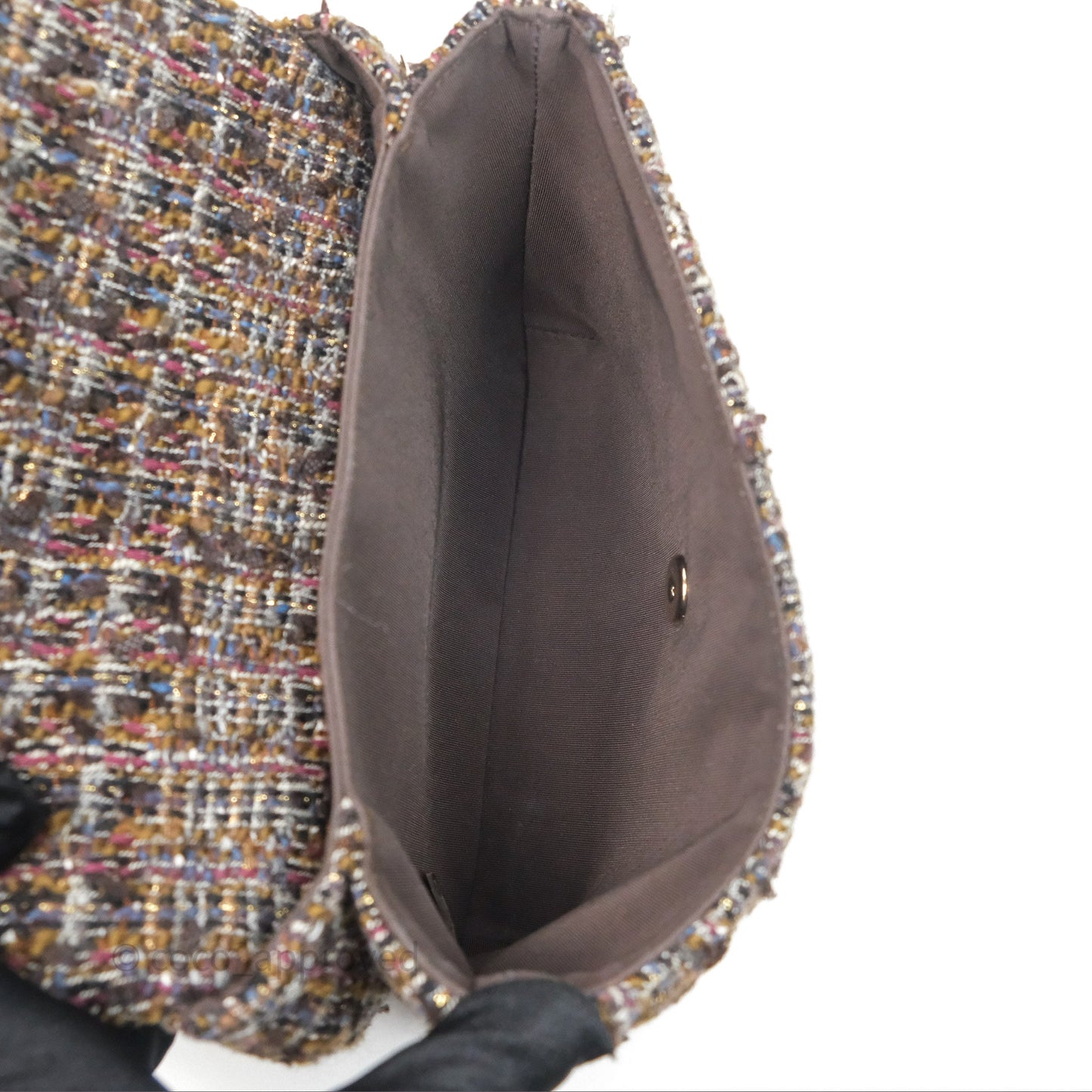 Chanel Top Handle Flap Bag Tweed Gold Hardware
