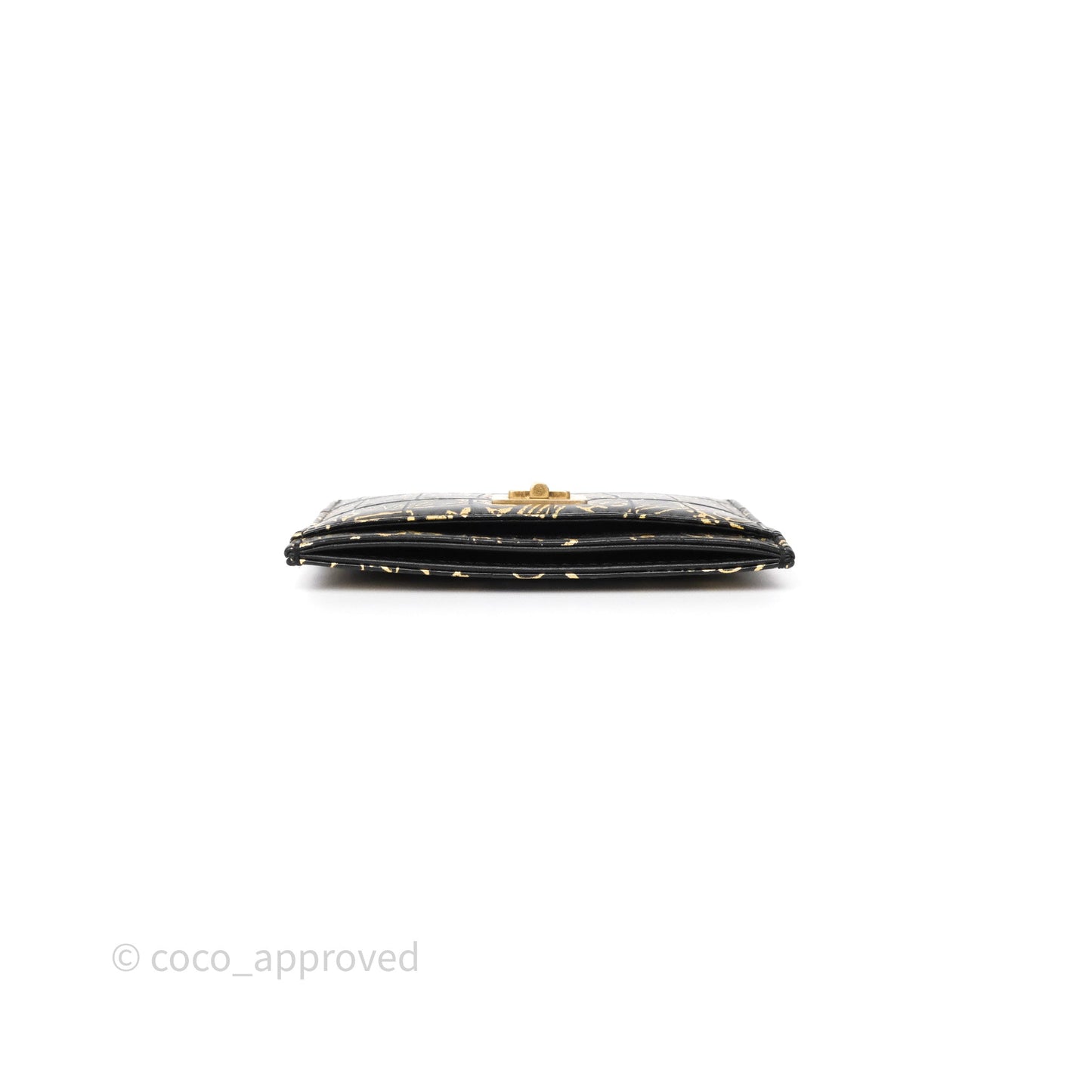 Chanel Graffiti 2.55 Reissue Flat Card Holder Black/ Gold Crocodile Embossed