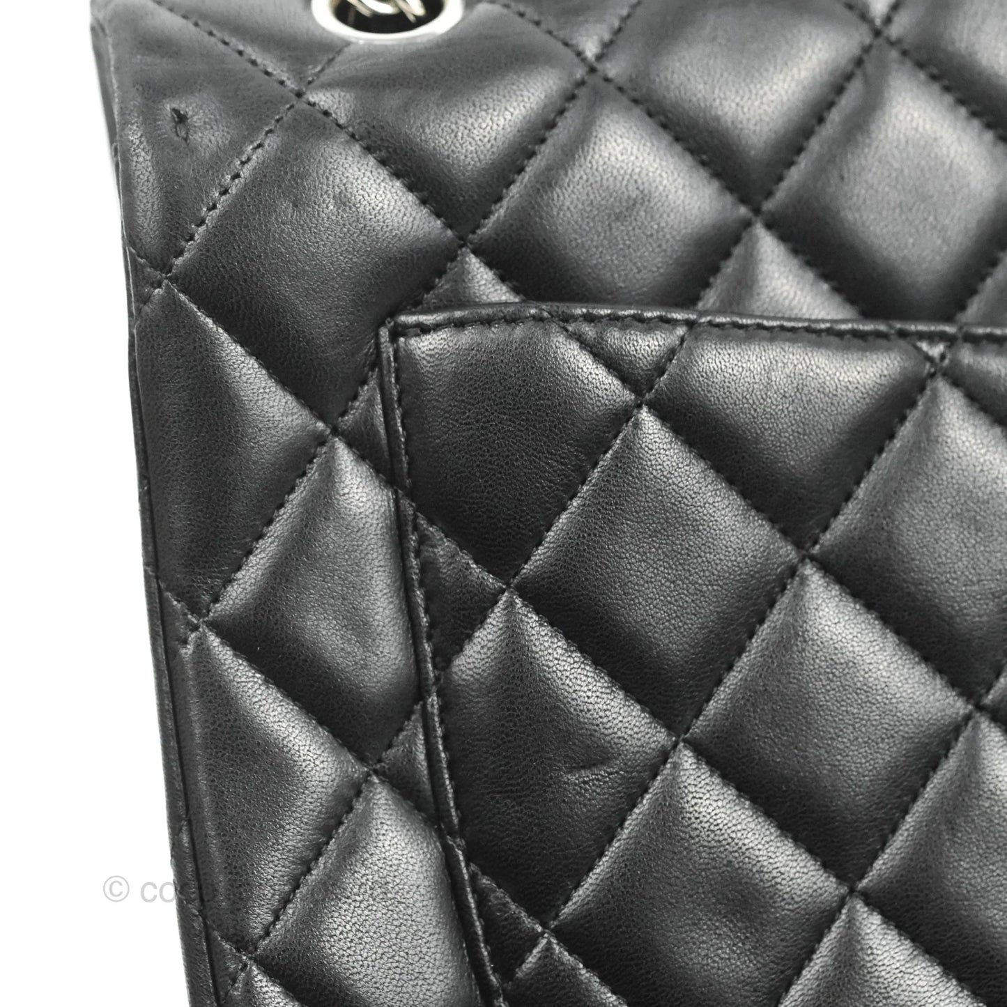 Chanel Single Flap Maxi Lambskin Black Silver Hardware
