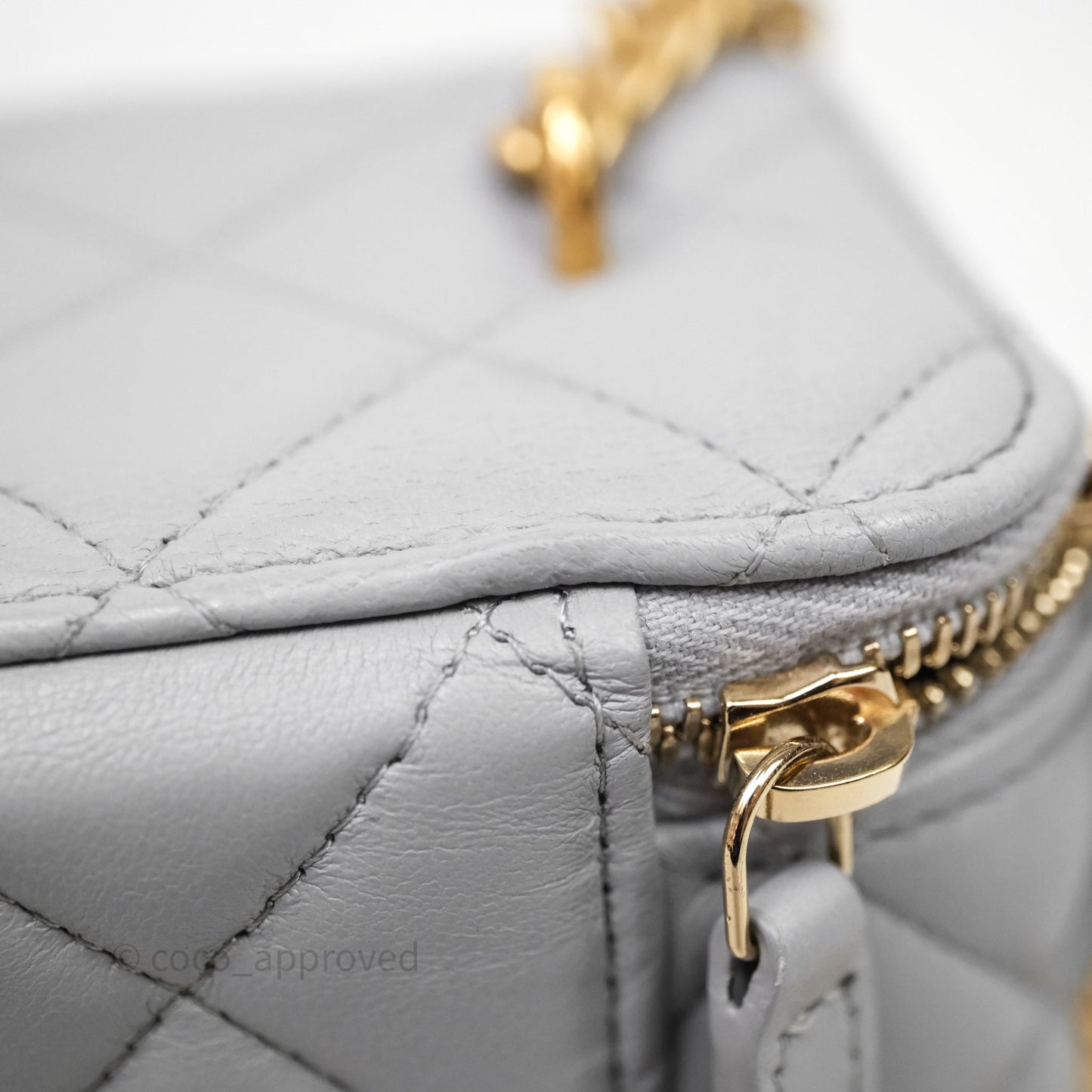 Chanel Vanity with Adjustable Chain Grey Lambskin Aged Gold Hardware