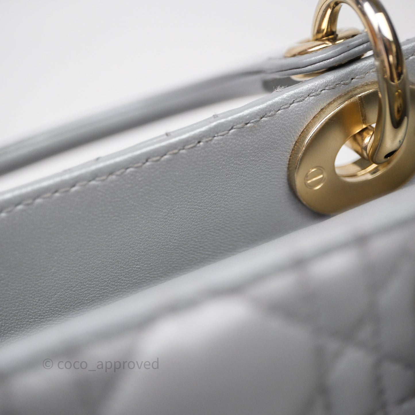 Christian Dior Mini Lady Dior Iridescent Grey Lambskin Cannage Gold Hardware