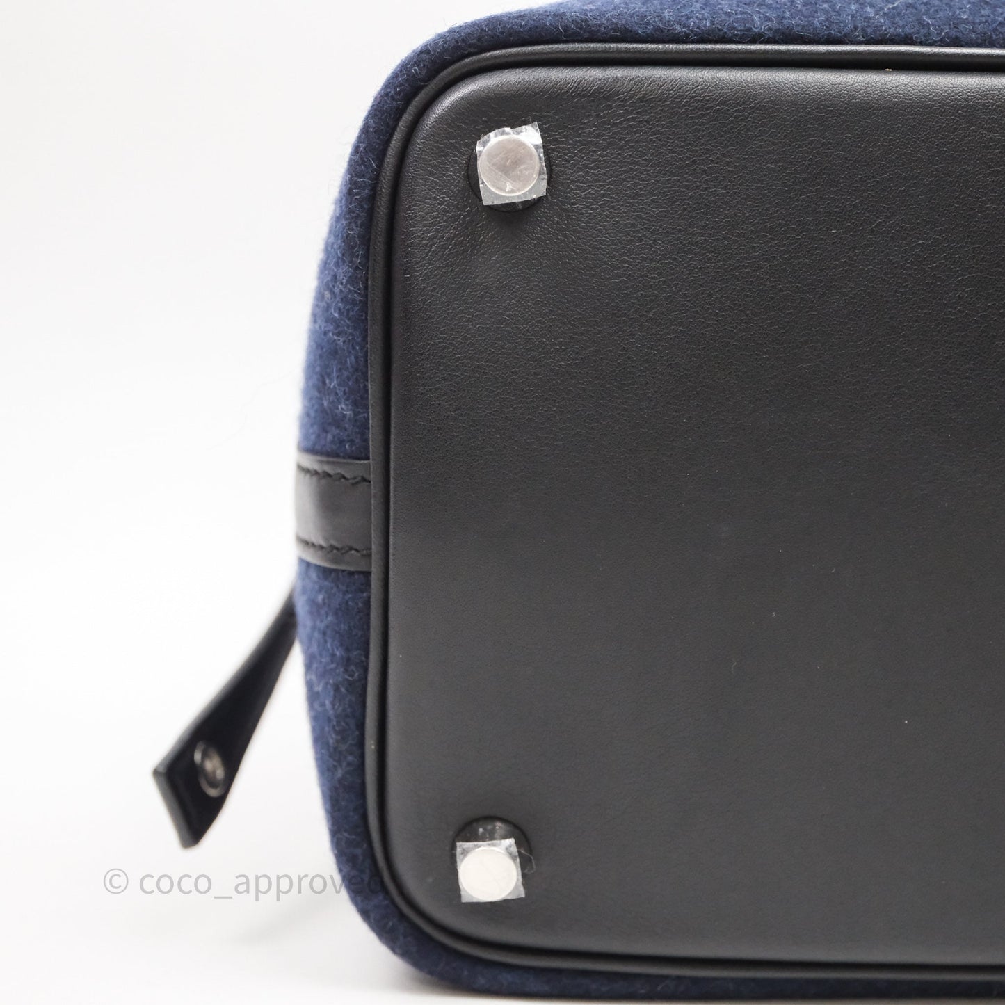 Hermès Picotin 18 Bleu Nuit 2Z / Swift Noir 89 Wool Feutre Swift Palladium Hardware