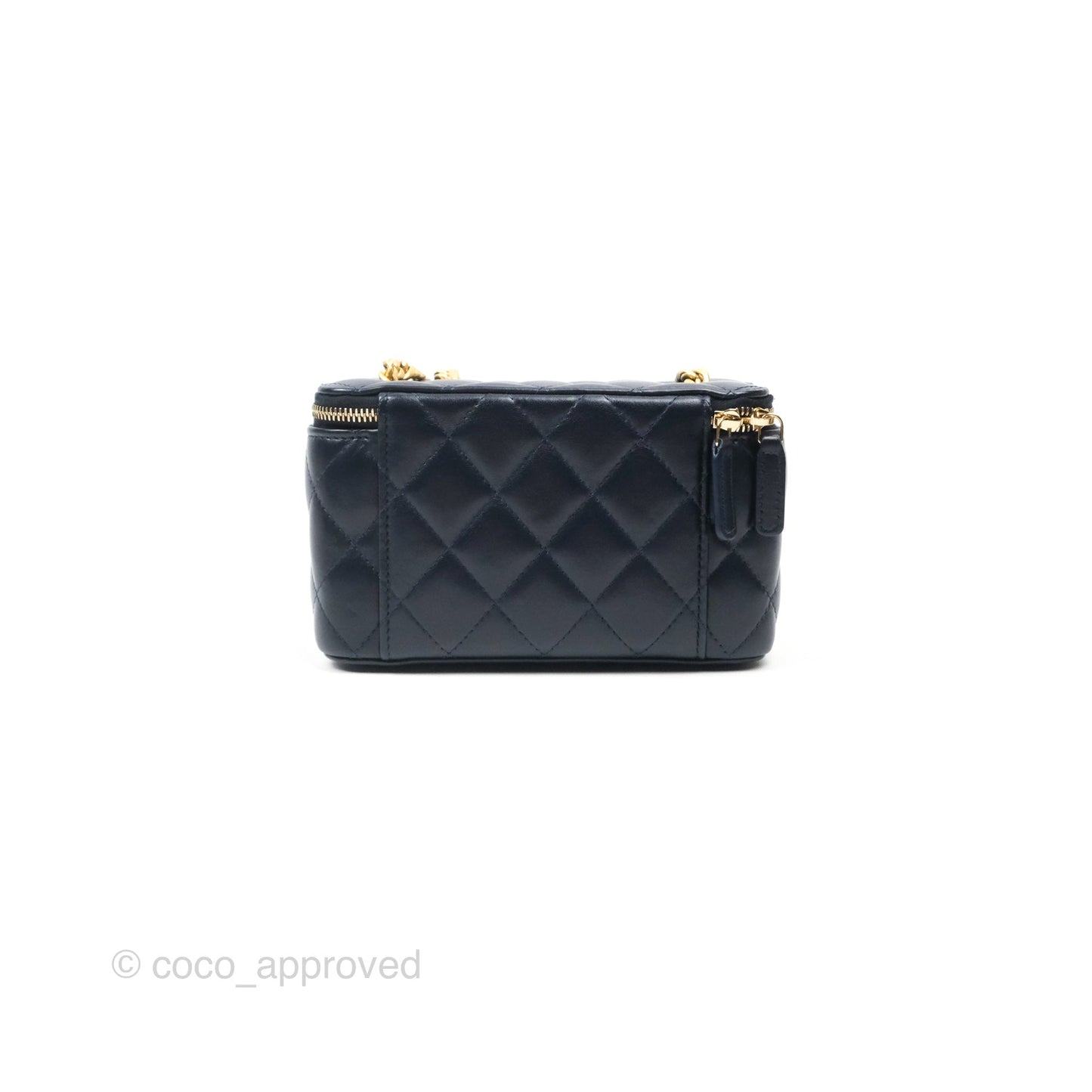 Chanel All Slide Vanity with Adjustable Chain Navy Lambskin Aged Gold Hardware
