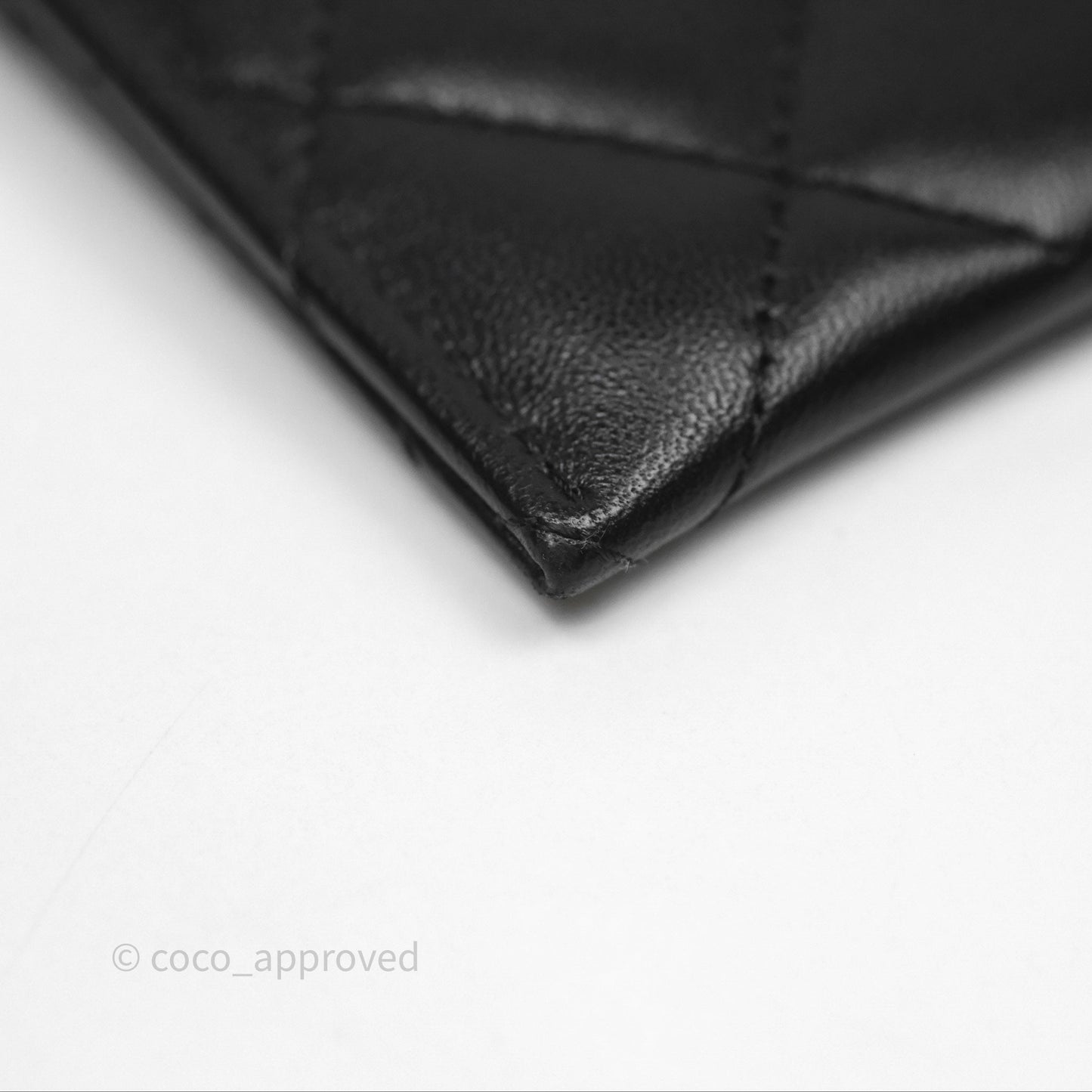 Chanel Classic Flat Card Holder Black Lambskin Silver Hardware