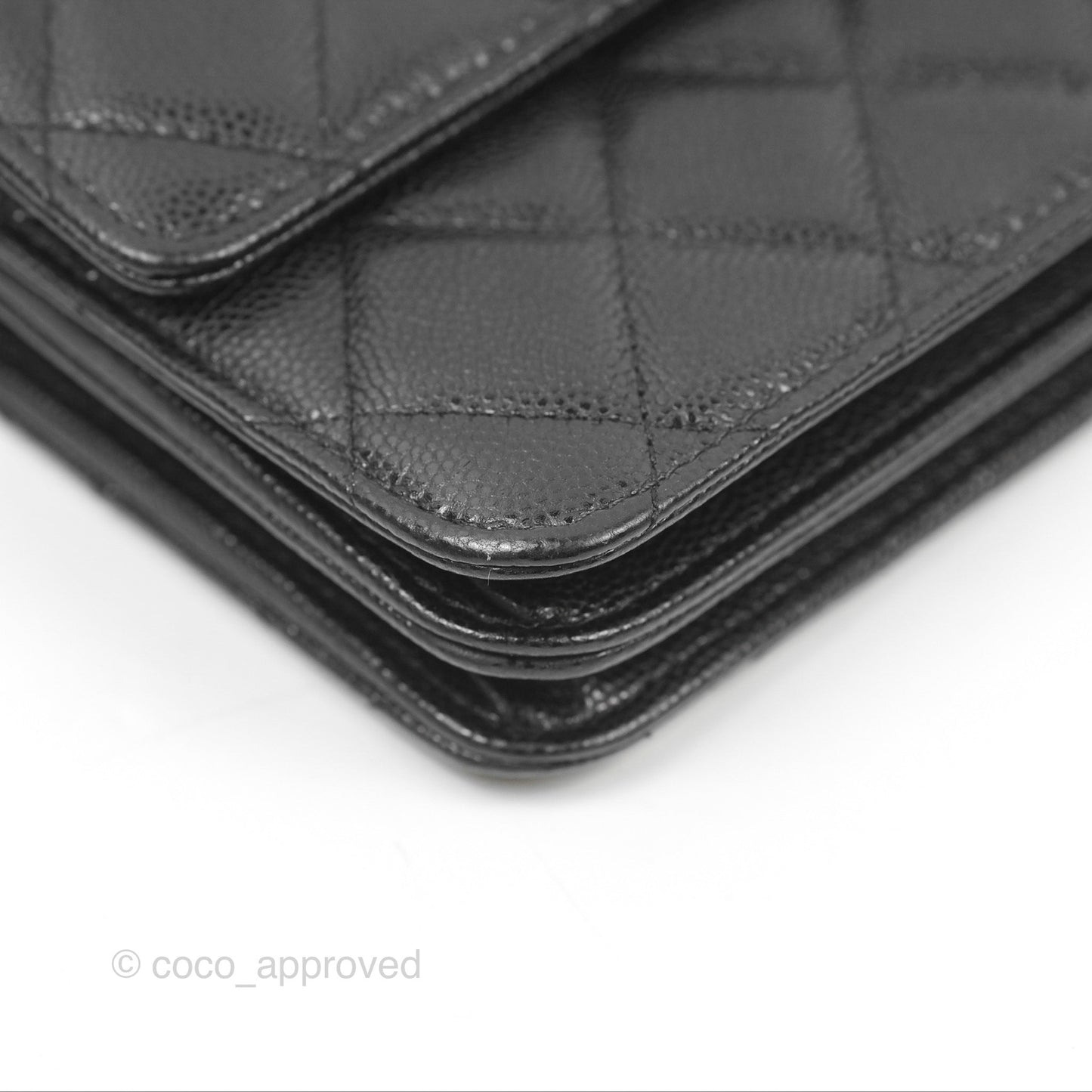 Chanel Square Flap WOC Black Caviar Gold Hardware