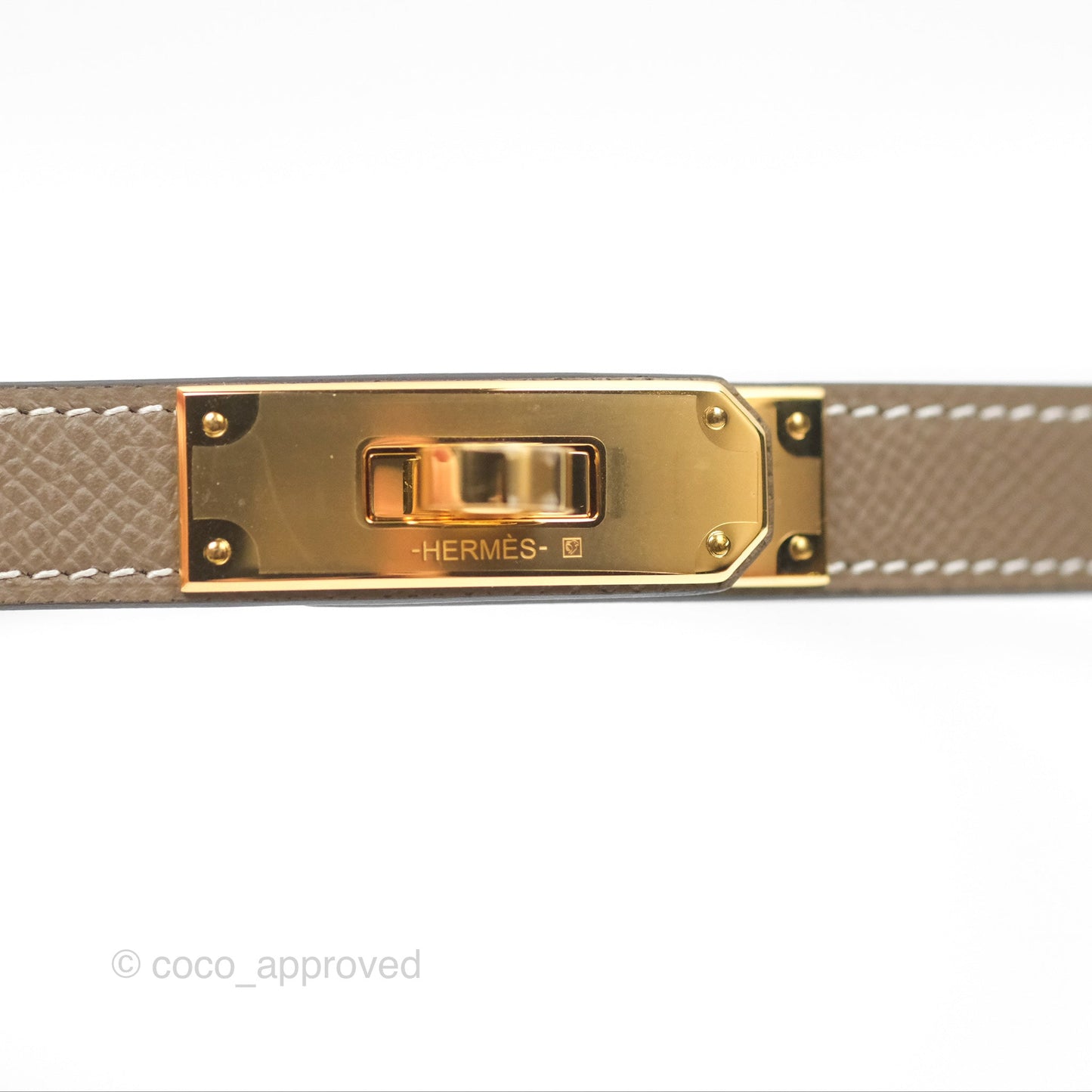 Hermès Epsom Kelly Buckle Belt Etoupe Gold Hardware