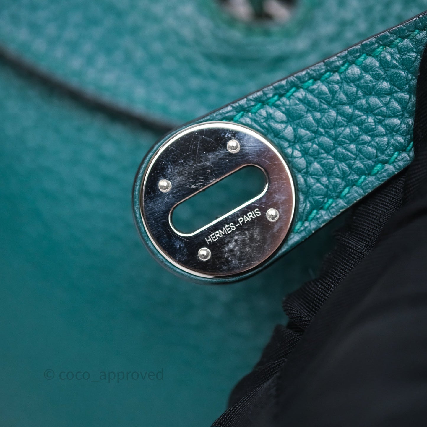 Hermès Lindy 30 Malachite Z6 Clemence Palladium Hardware