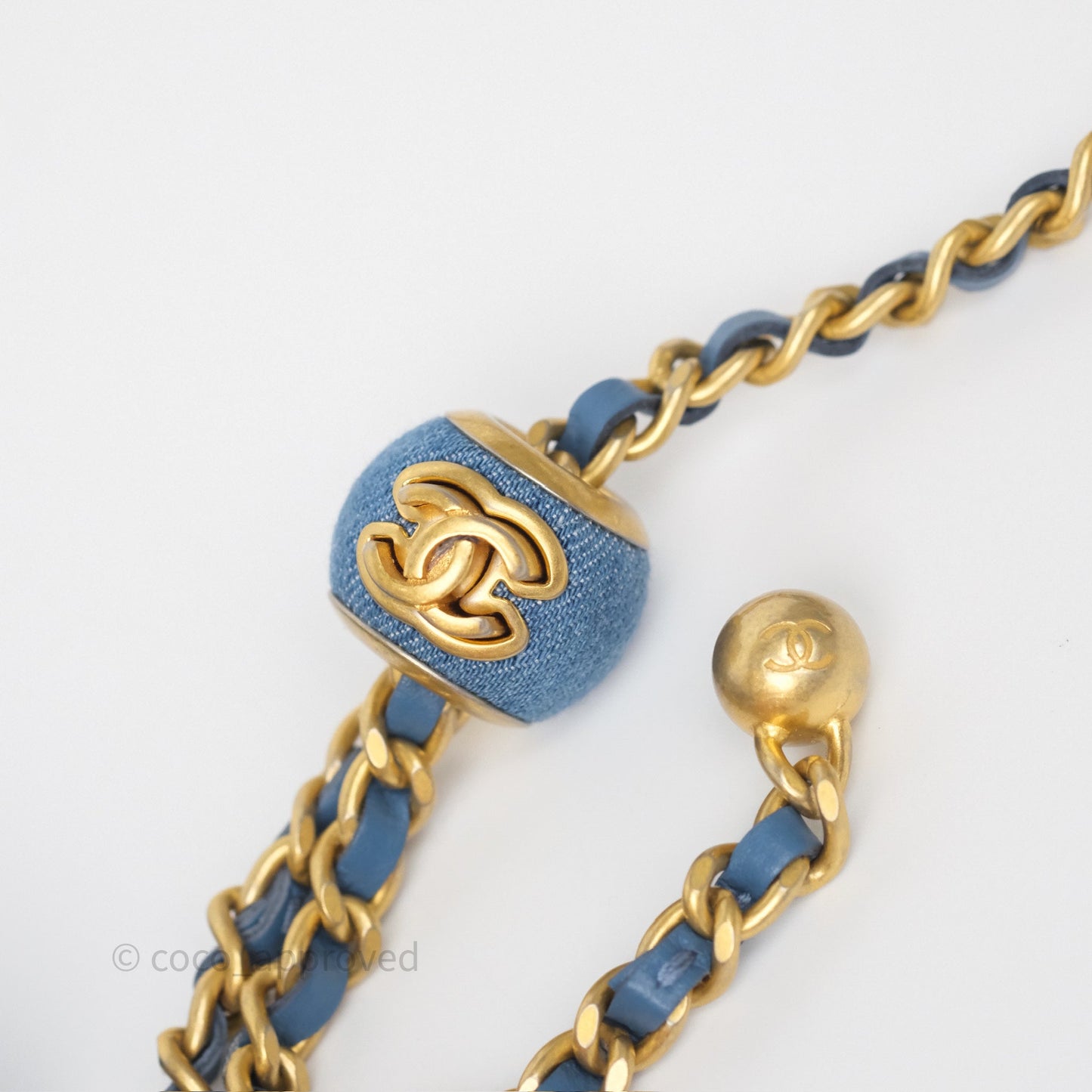 Chanel Quilted Pearl Crush Wallet on Chain WOC Denim Aged Gold Hardware