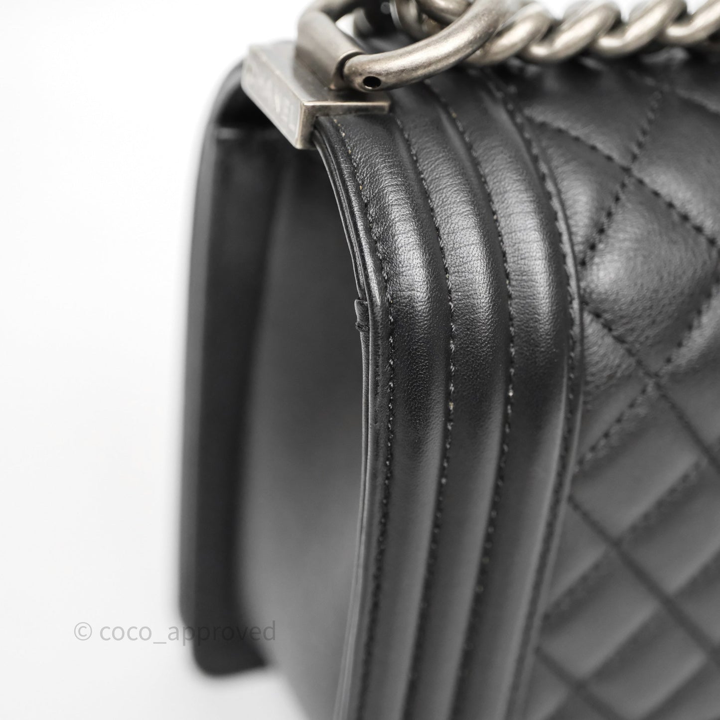 Chanel Quilted Medium Boy Black Calfskin Ruthenium Hardware