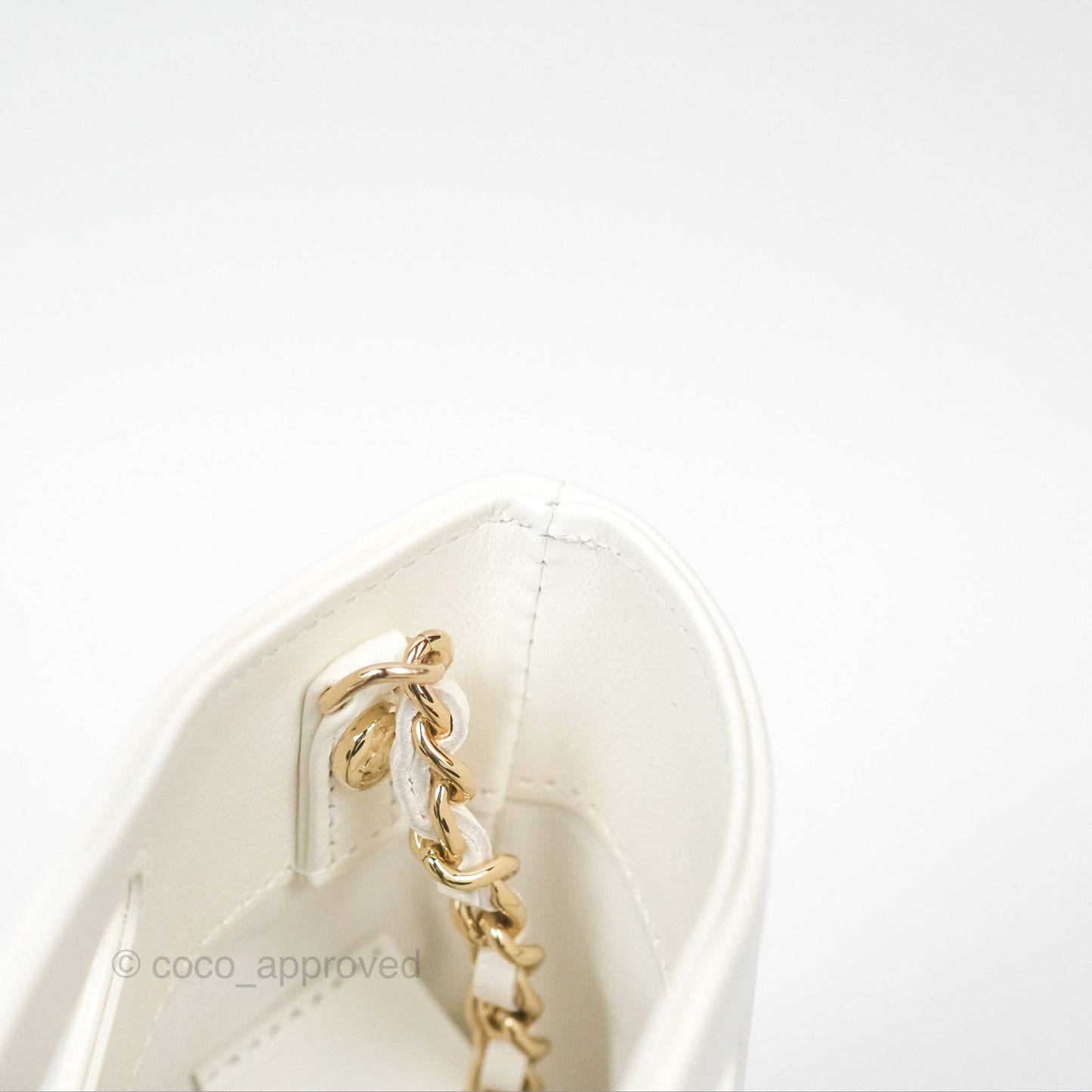 Chanel Nano 31 White Shiny Calfskin Gold Hardware