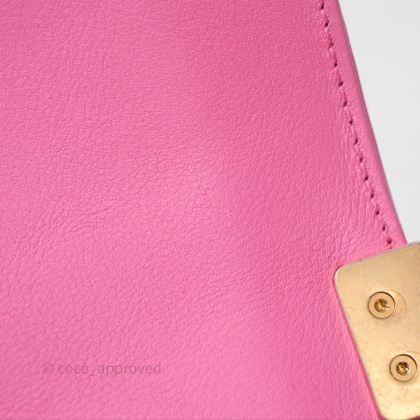 Chanel Small Boy Pink Calfskin Aged Gold Hardware