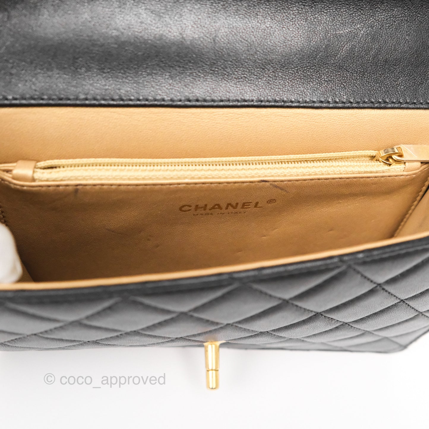 Chanel Small Chic Pearls Flap Quilted Black Goatskin Aged Gold Hardware