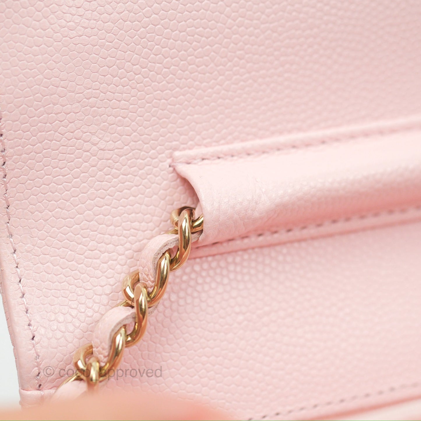 Chanel Quilted Classic Wallet On Chain WOC Pink Caviar Gold Hardware