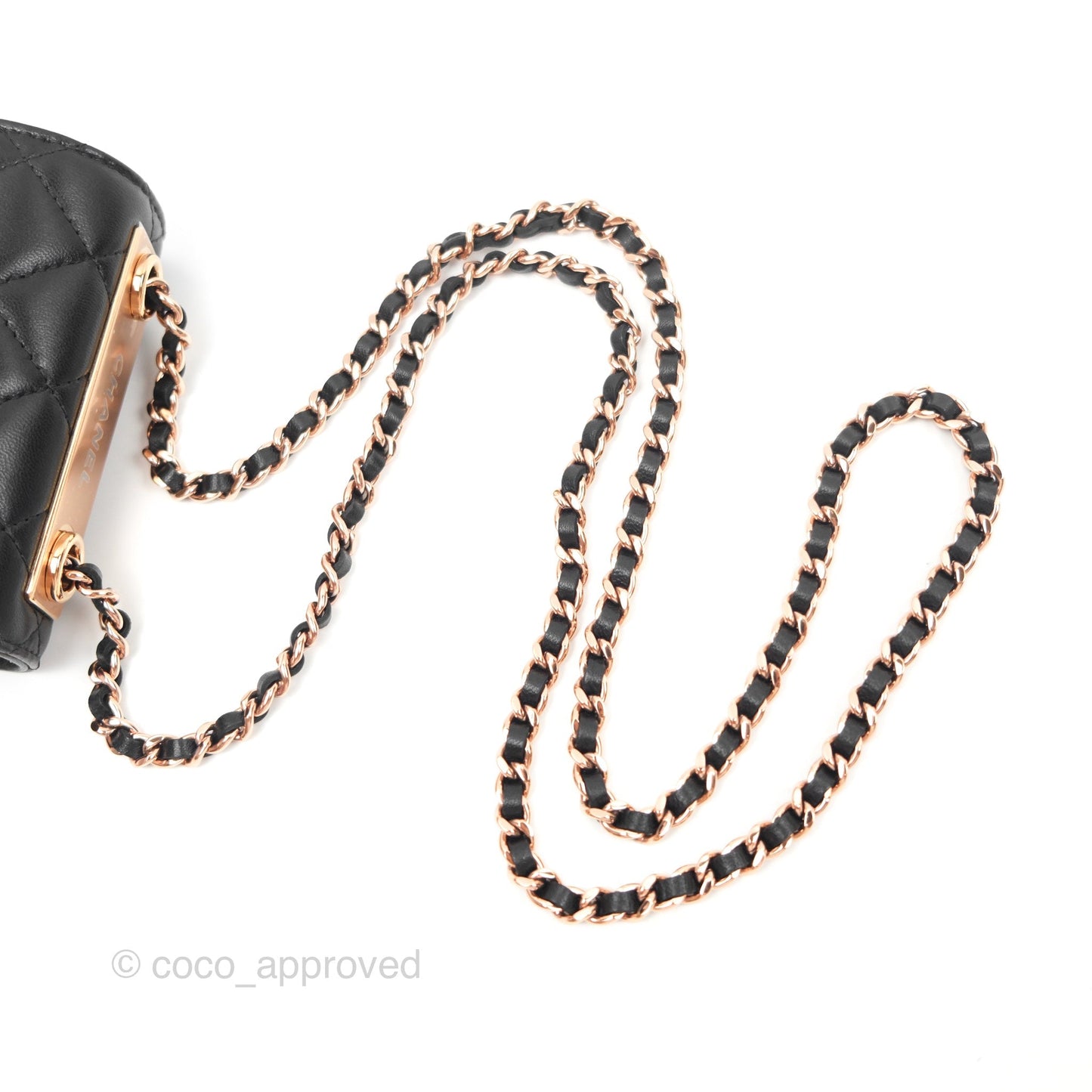 Chanel Mini Quilted Trendy CC Clutch With Chain Black Lambskin Rose Gold Hardware