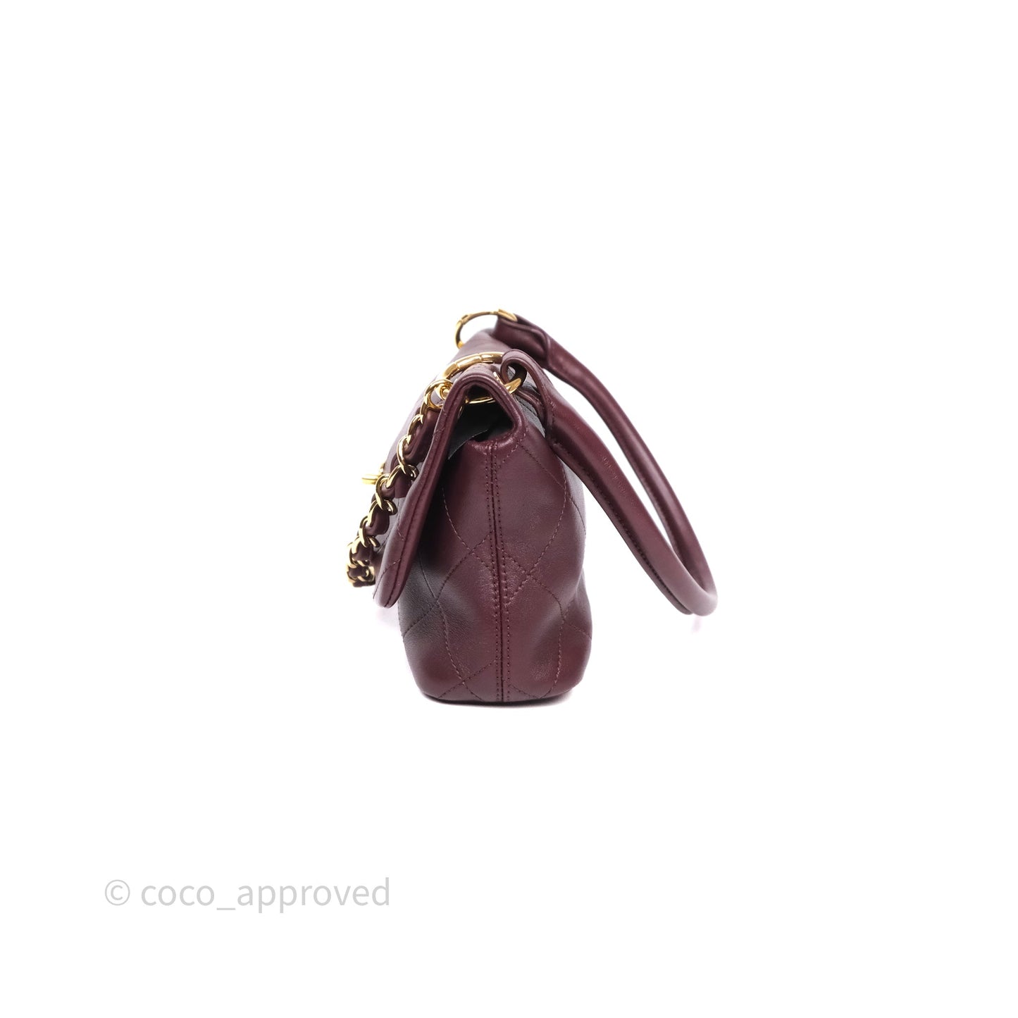 Chanel Quilted Shoulder Flap Bag Red Burgundy Lambskin Gold Hardware