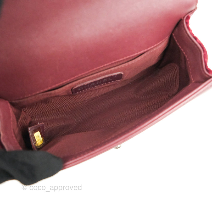 Chanel Small Boy Burgundy Velvet Ruthenium Hardware