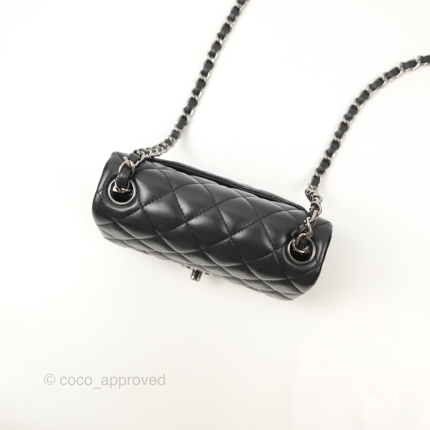 Chanel Mini Square Black Lambskin Dark Silver Hardware