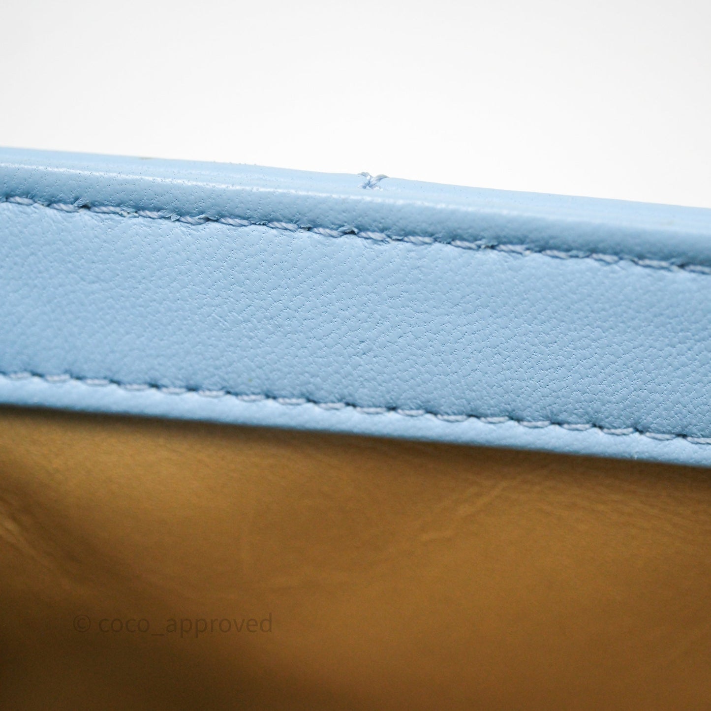 Chanel Mini Rectangular Pearl Crush Quilted Blue Lambskin Aged Gold Hardware